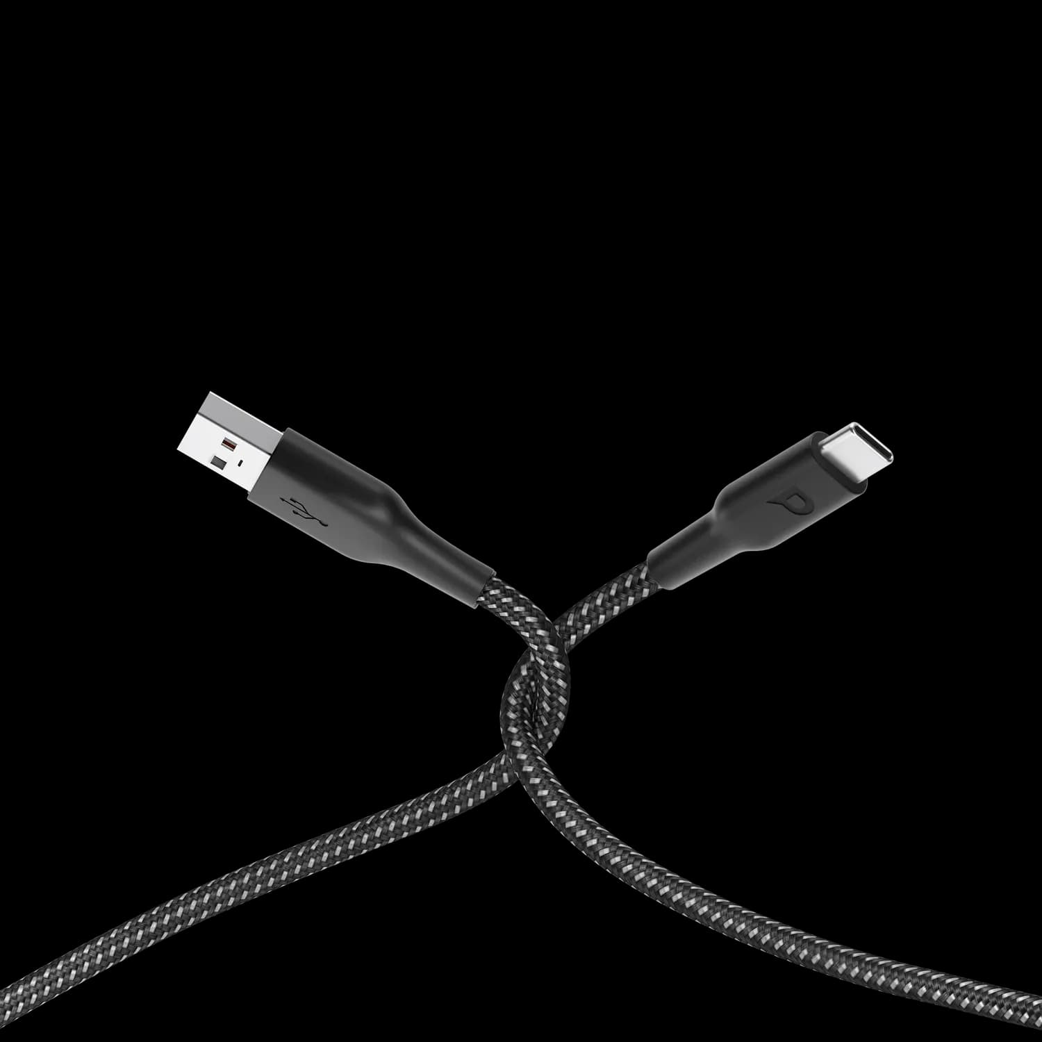 Powerology USB-A to Type-C Cable - Braided, 1.2m, Black 1 Powerology USB-A to Type-C Cable - Braided, 1.2m, Black 1