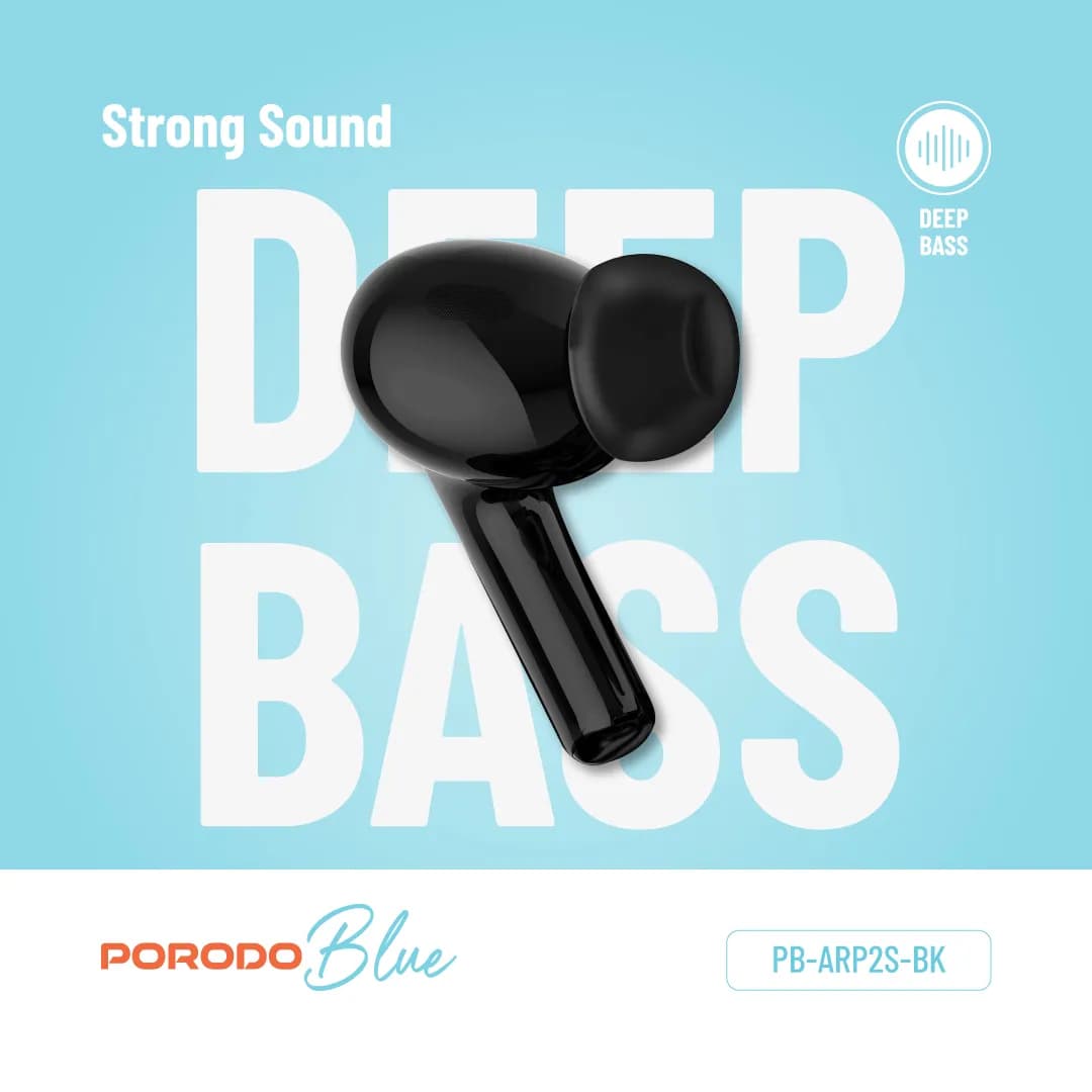 Porodo Blue Earbuds Pro2 Touch Display - ANC + ENC — Black 2