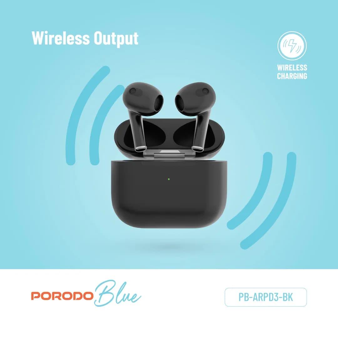 Porodo Blue Deep Bass Wireless Earbuds 3 — Black 3