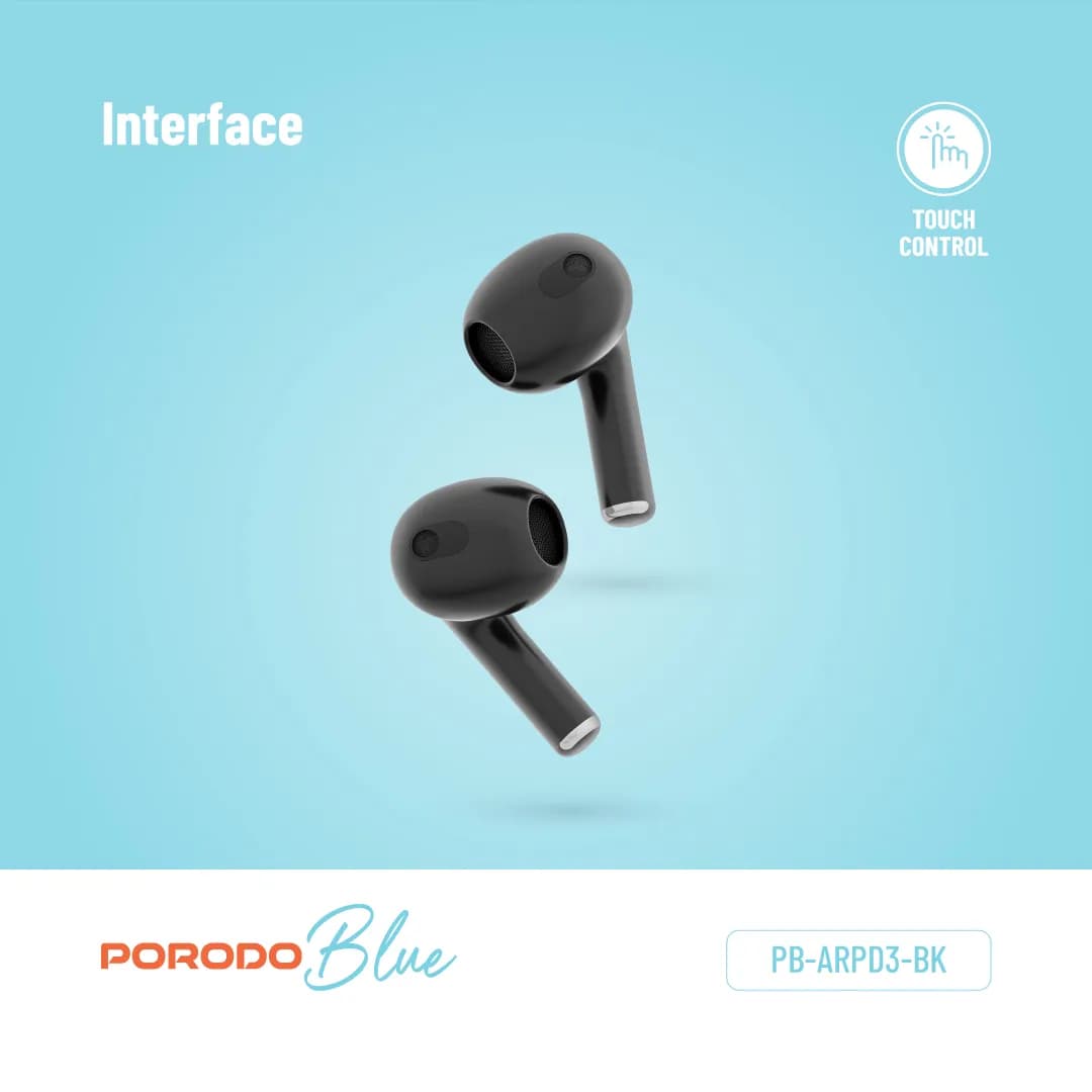 Porodo Blue Deep Bass Wireless Earbuds 3 — Black 4