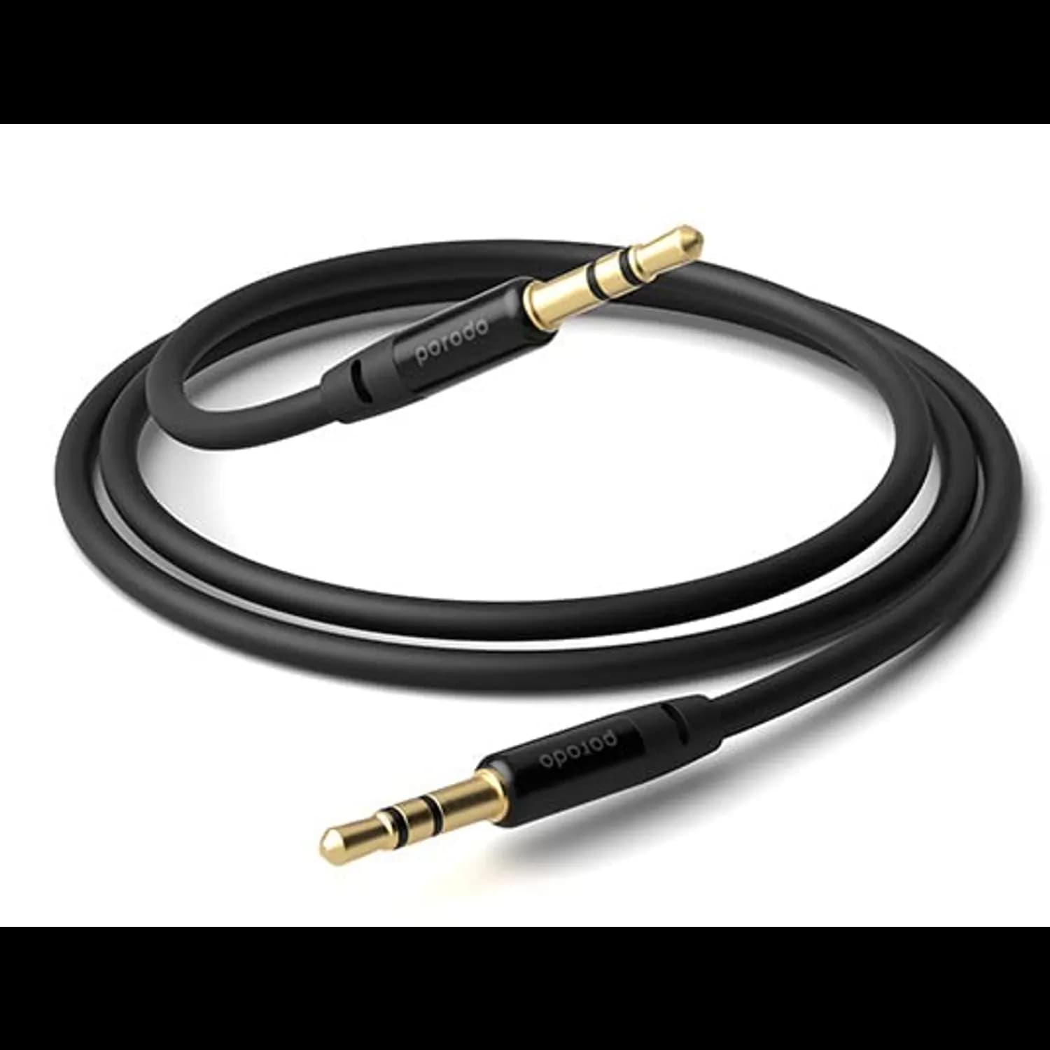 Porodo AUX Audio Cable PB-AU12AUC-BK - Braided, Black Porodo AUX Audio Cable PB-AU12AUC-BK - Braided, Black