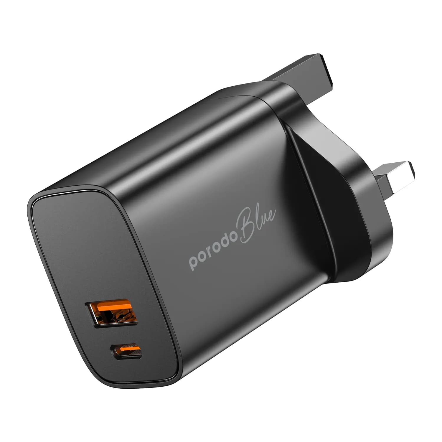 Porodo Blue Dual Port Wall Charger USB-A Quick Charge 3.0 2