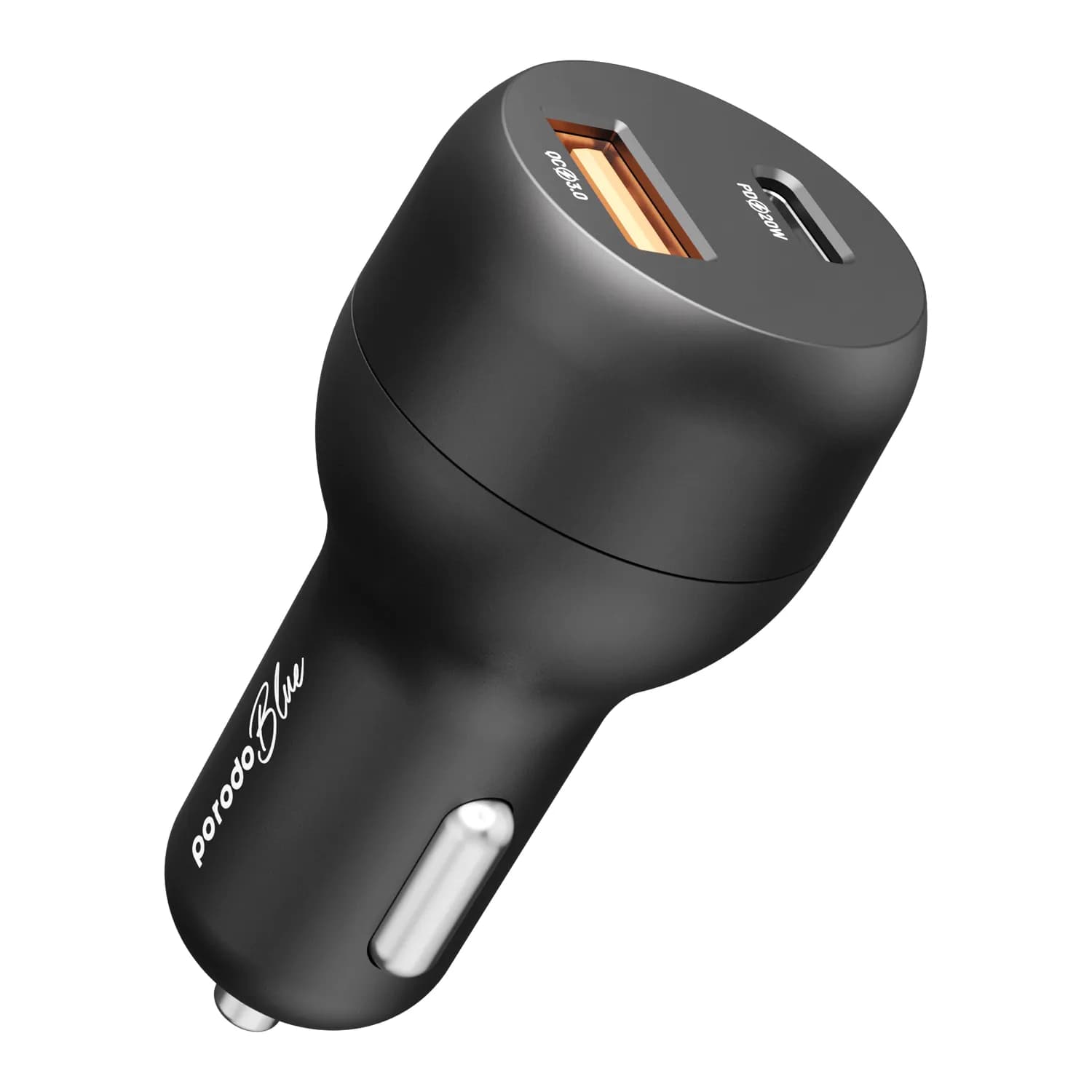 Porodo Blue Car Charger - Dual Port QC3.0 + PD 20W (Black) 1 Porodo Blue Car Charger - Dual Port QC3.0 + PD 20W (Black) 1