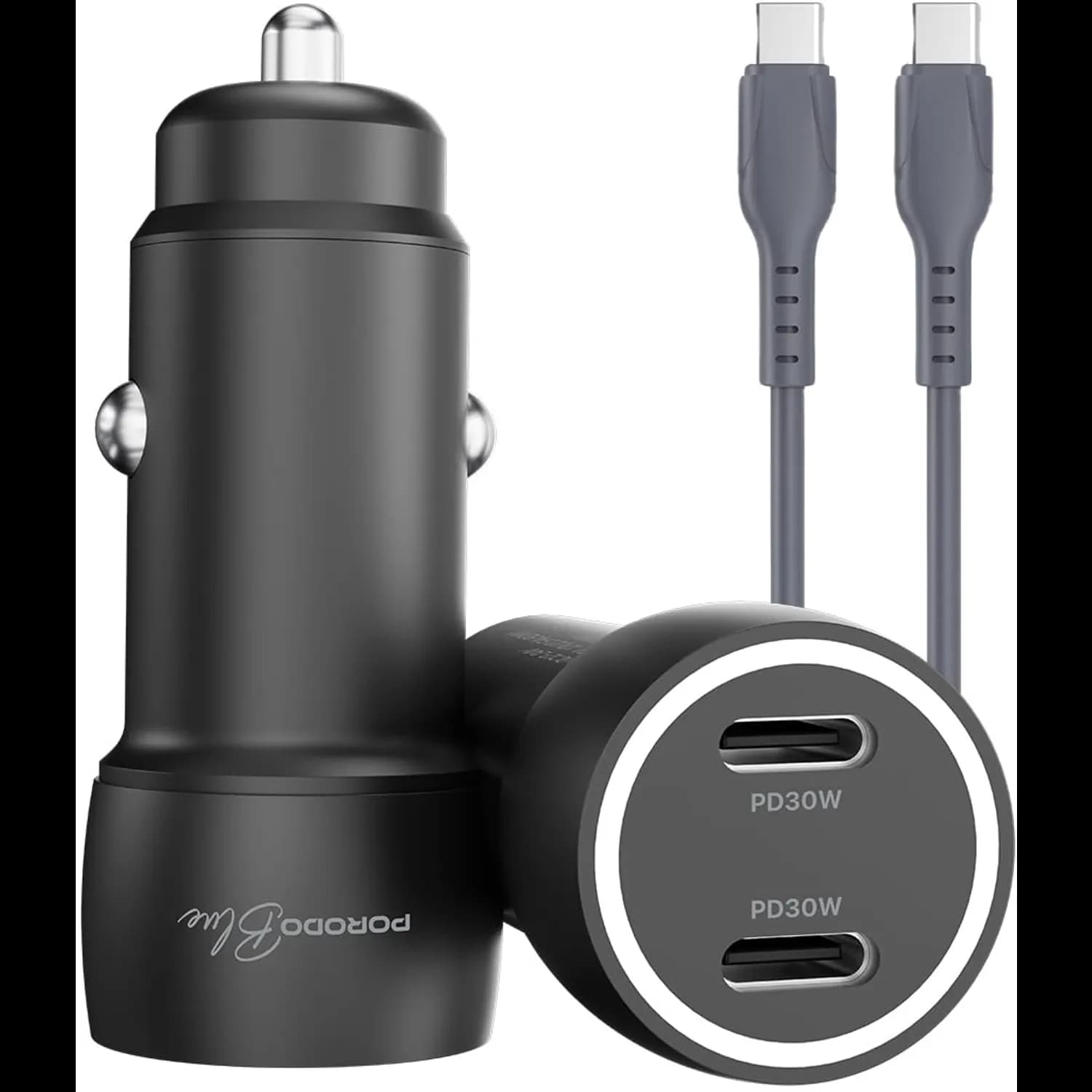Porodo Car Charger - 60W Dual USB-C, Black 1 Porodo Car Charger - 60W Dual USB-C, Black 1
