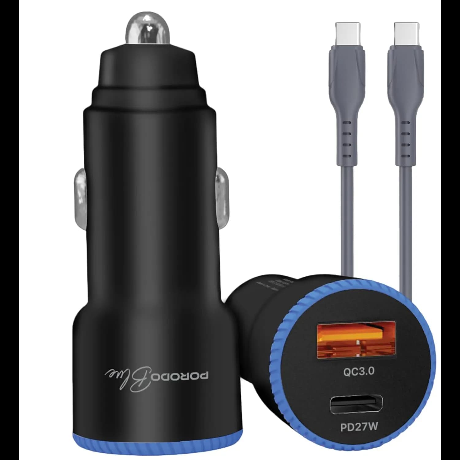 Porodo Car Charger - 45W Dual Port USB-C & A, Black 1 Porodo Car Charger - 45W Dual Port USB-C & A, Black 1