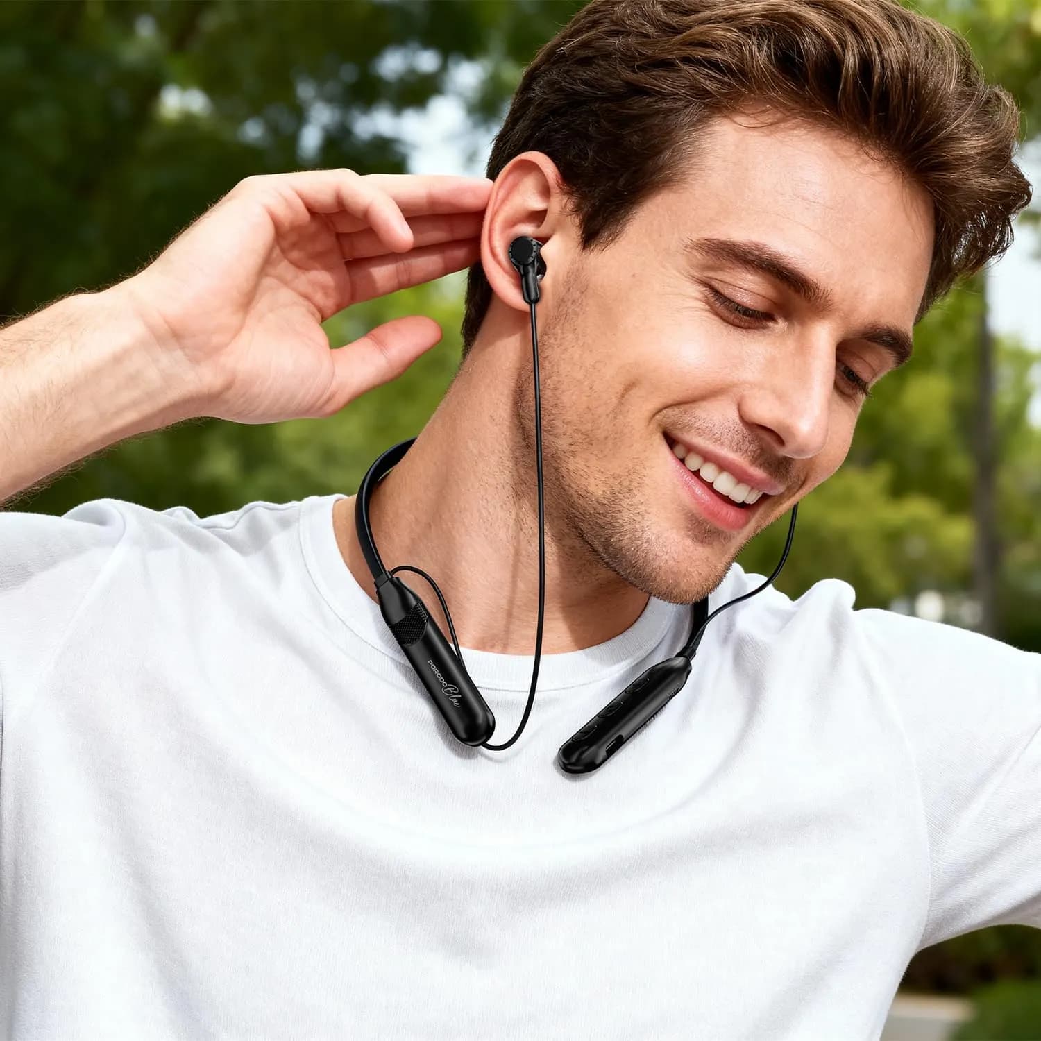 Porodo Wireless Magnetic Earbuds - 16hrs Playtime, Black 2