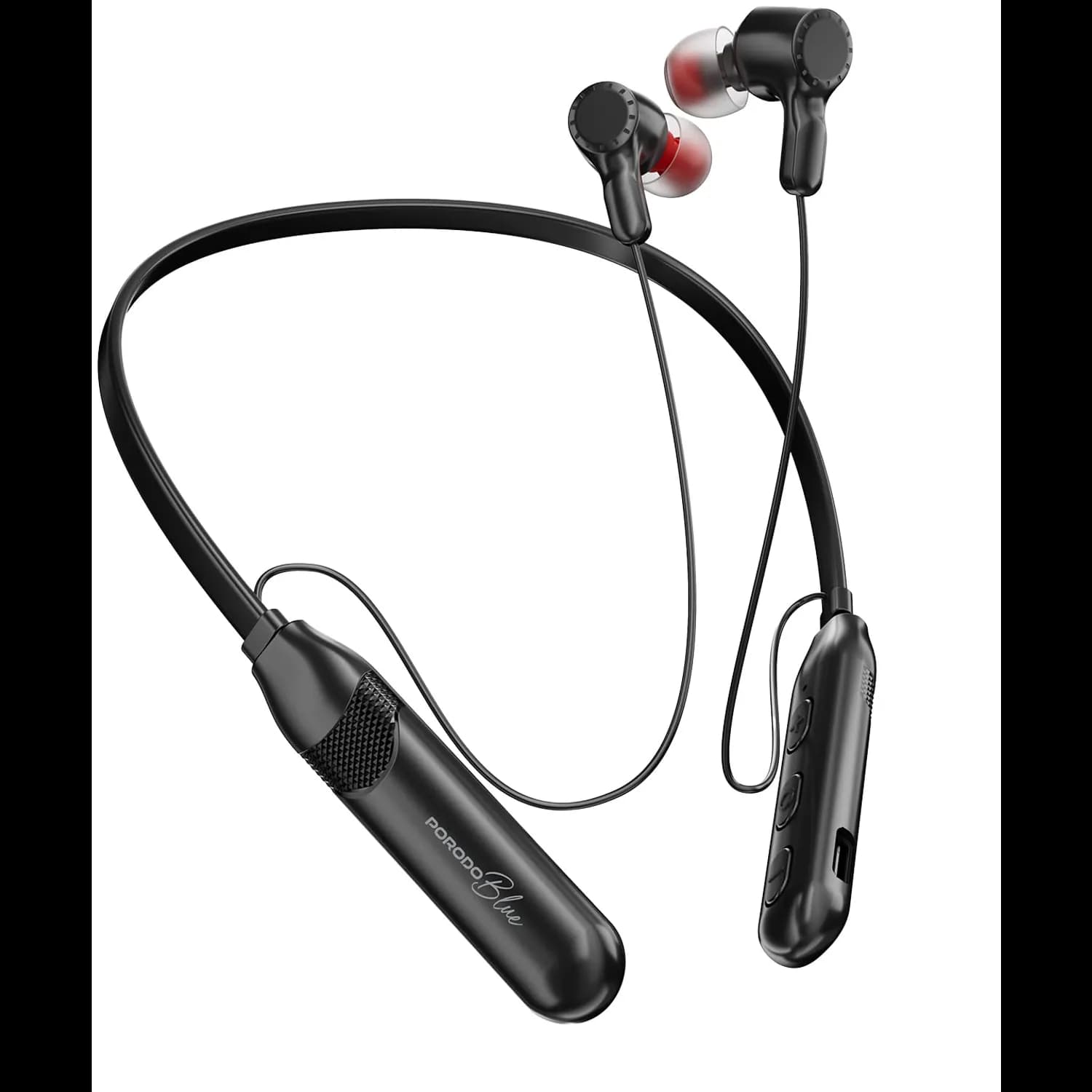 Porodo Wireless Magnetic Earbuds - 16hrs Playtime, Black 1