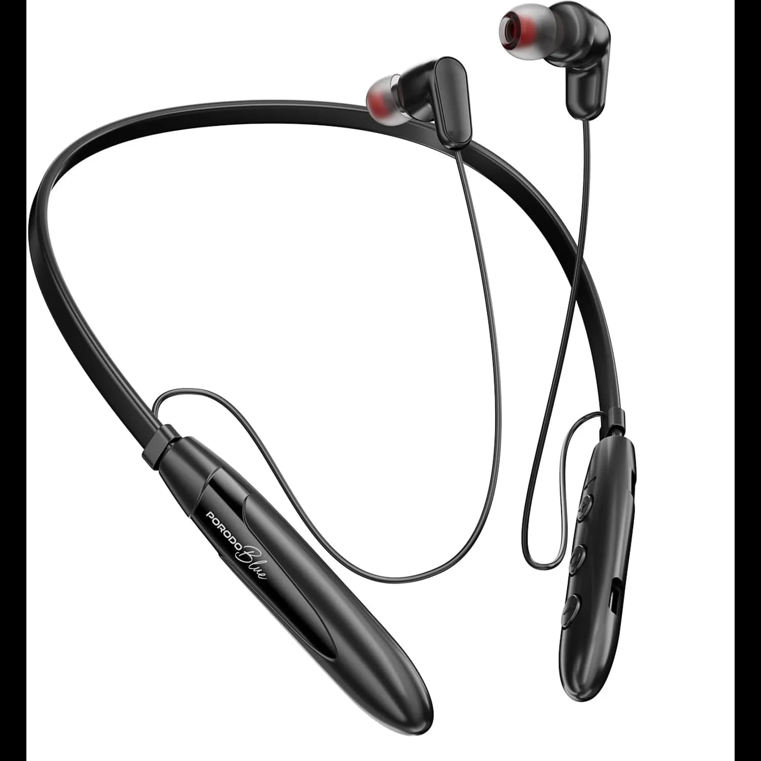 Porodo Wireless Magnetic Earbuds - 16hrs Playtime, Black 1