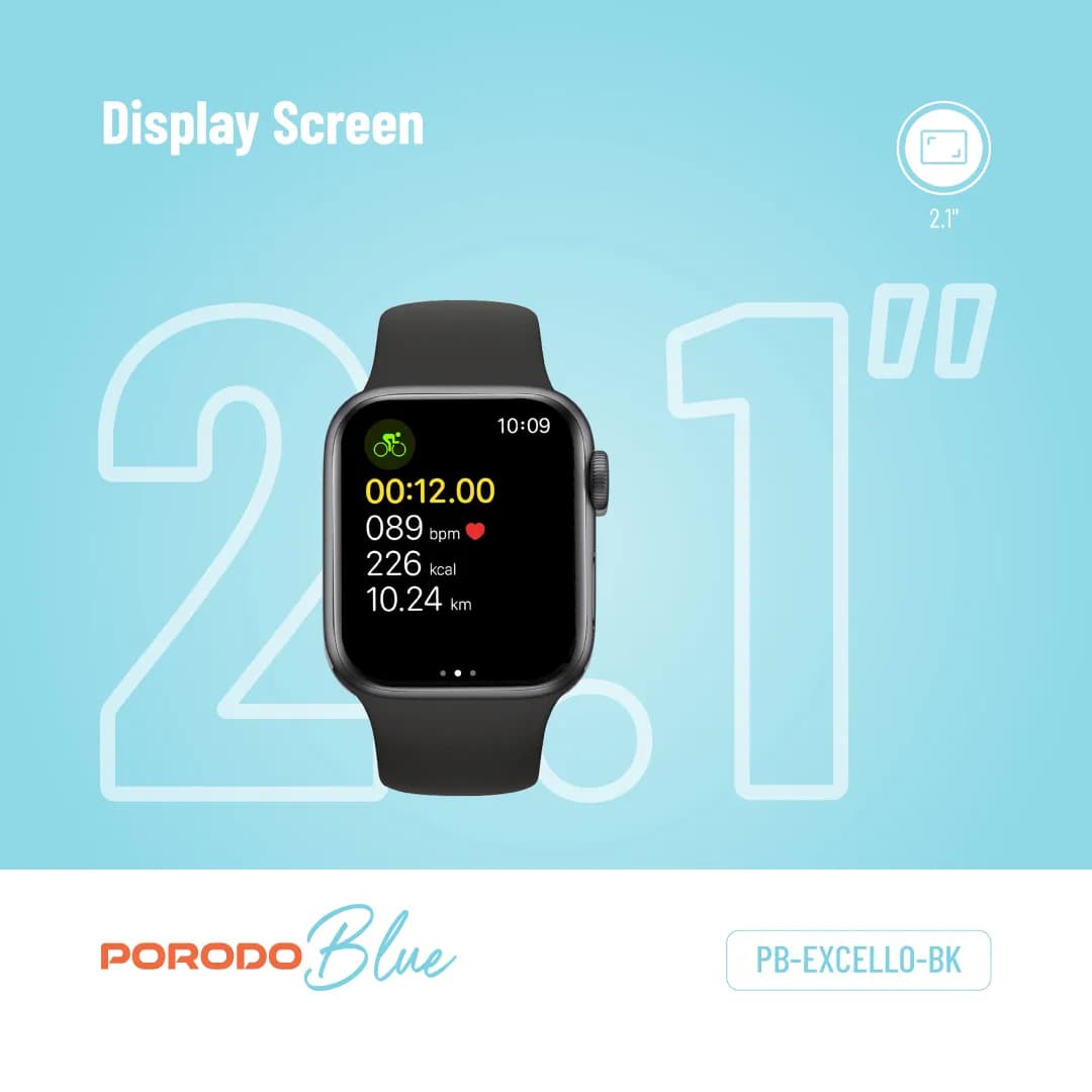Porodo Blue EXCELLO Smart Watch — Black 3