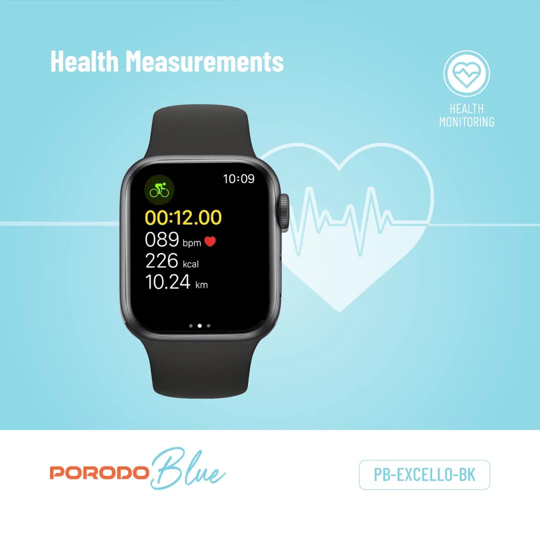 Porodo Blue EXCELLO Smart Watch — Black 5