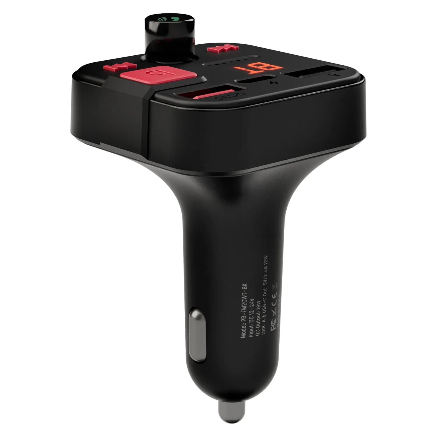 Porodo Blue Wireless FM Transmitter with Dual QC3.0 & Type-C Port 2