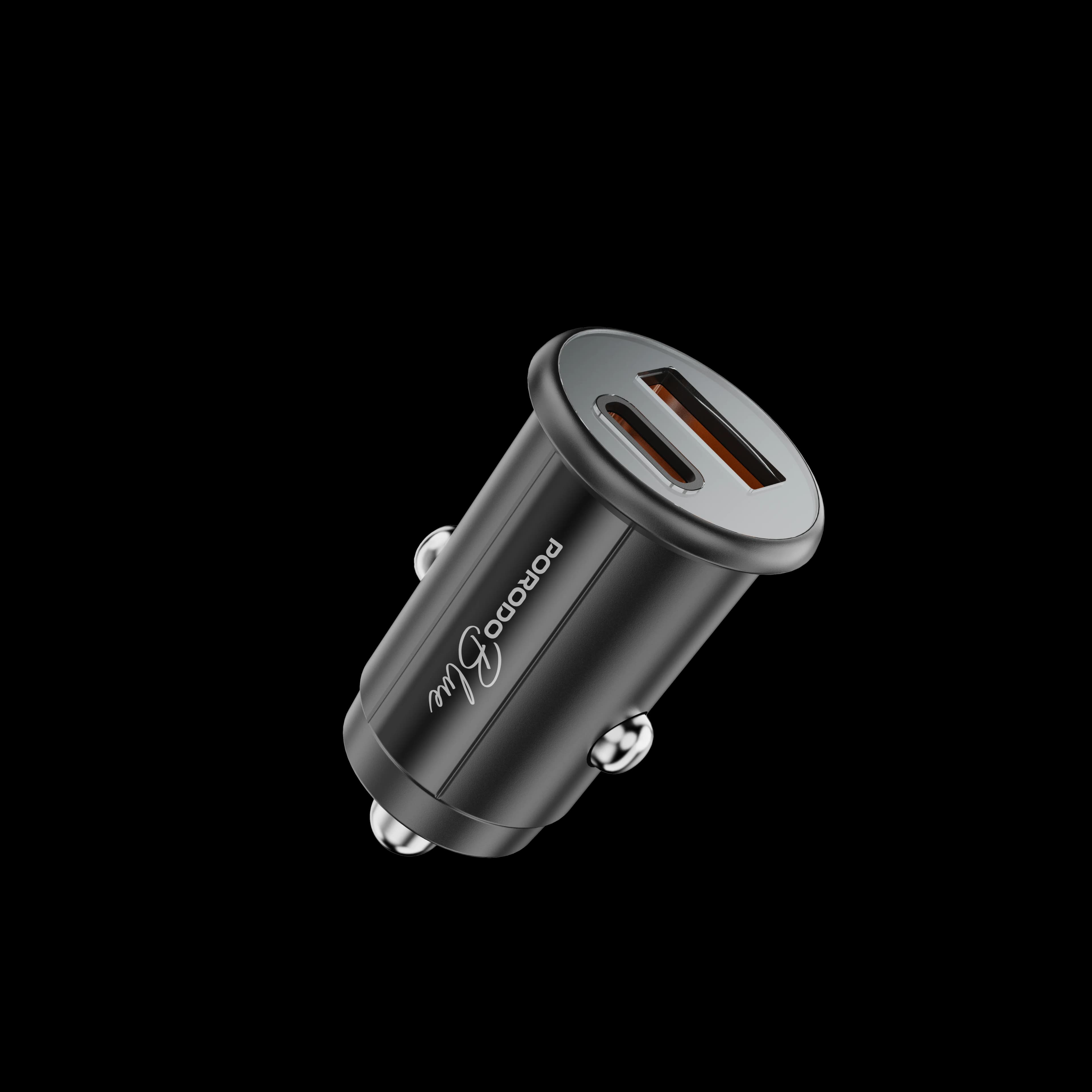 Porodo Blue Dual Port 30W Car Charger with C-L Cable - Black 1 Porodo Blue Dual Port 30W Car Charger with C-L Cable - Black 1