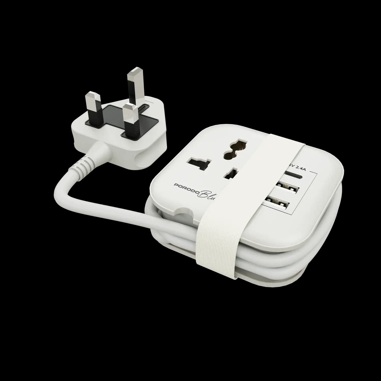 Porodo AC Socket Blue Volga - Multi-Port, White 1 Porodo AC Socket Blue Volga - Multi-Port, White 1