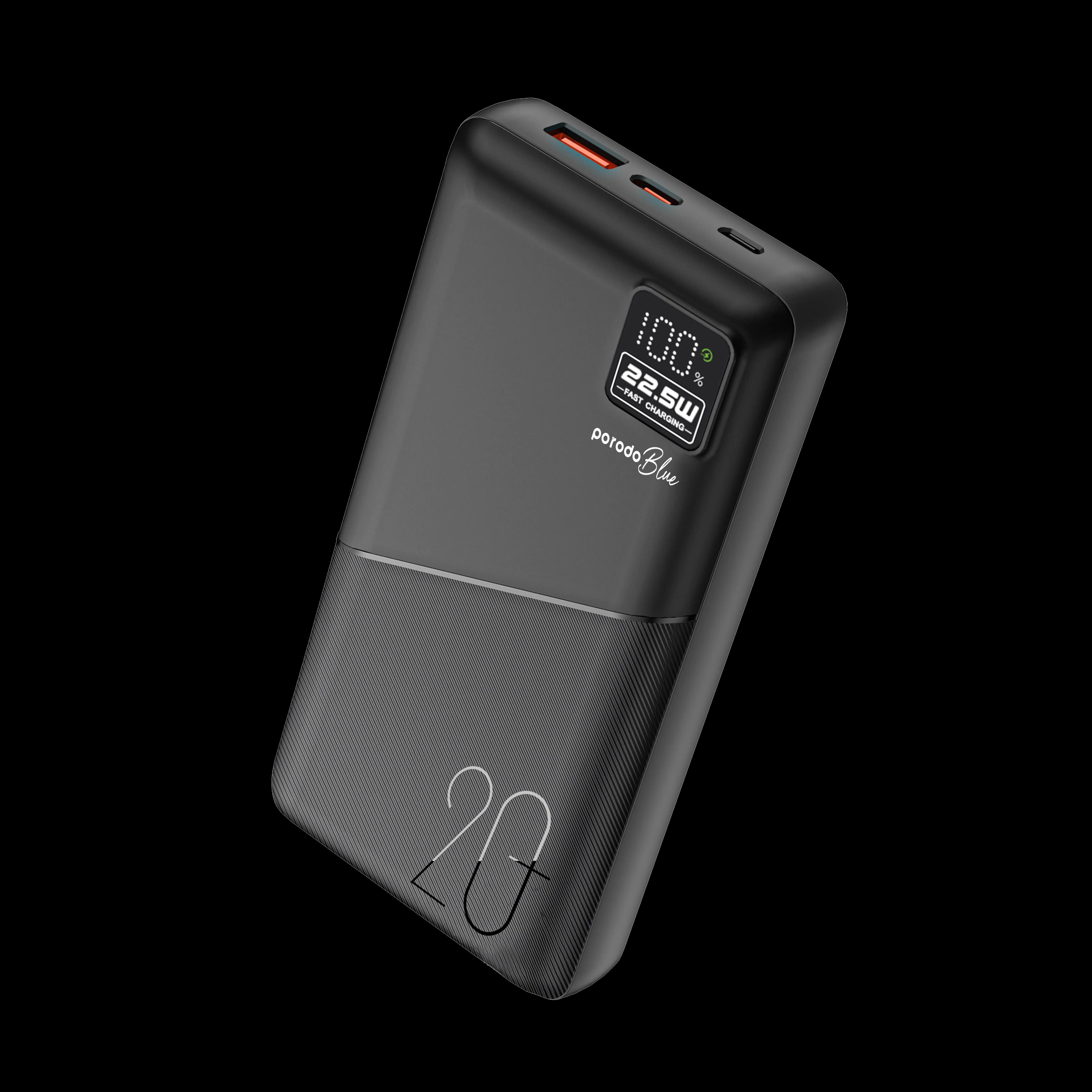 Porodo Blue 20000mAh Quick Charge Power Bank USB-A and USB-C Output — Black 4