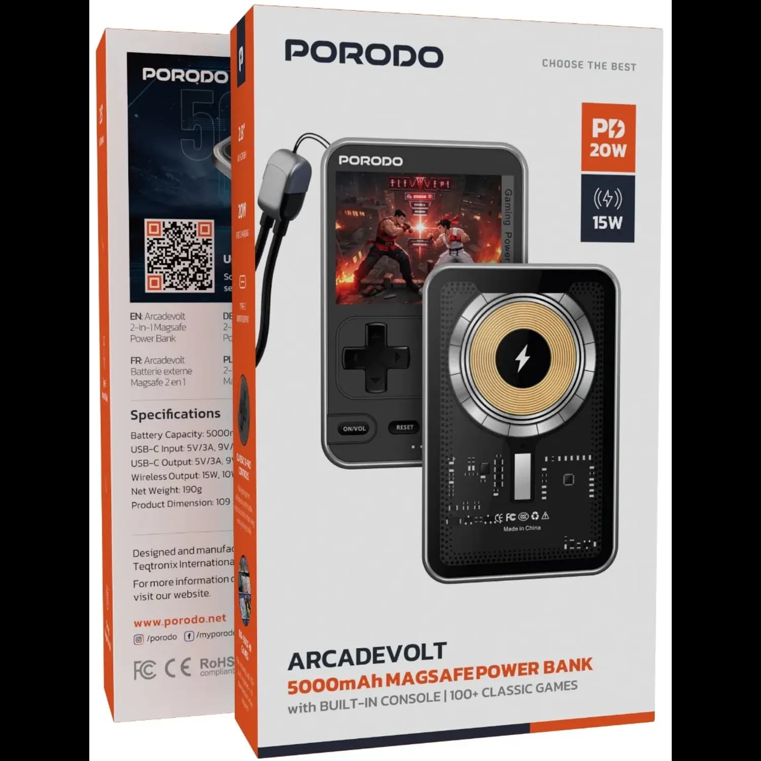 Porodo Power Bank Arcadevolt - 5000mAh MagSafe, Black 3