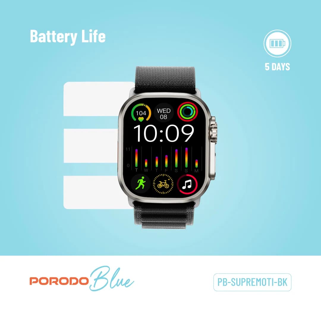 Porodo Blue Supremo Smart Watch — Black 2