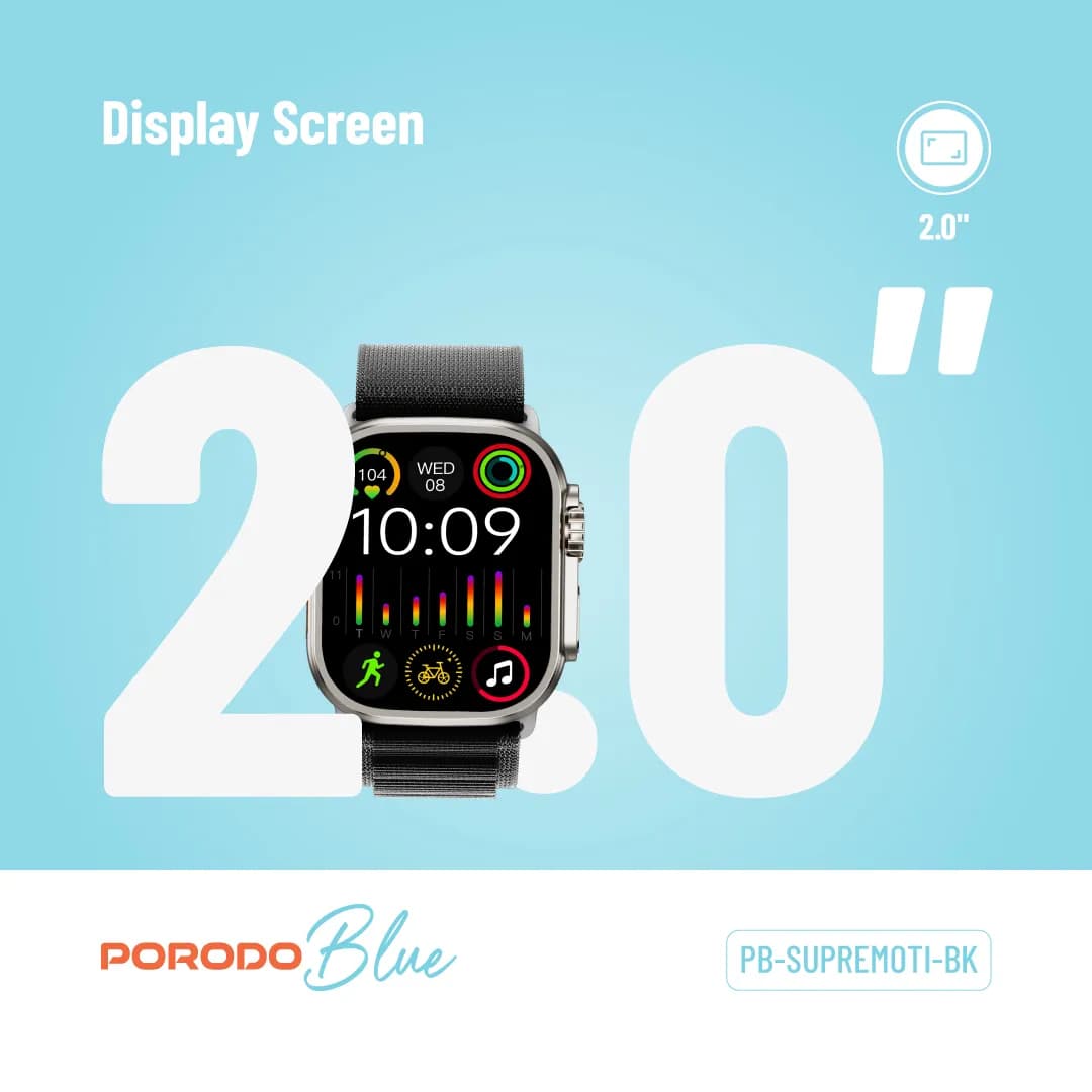 Porodo Blue Supremo Smart Watch — Black 3