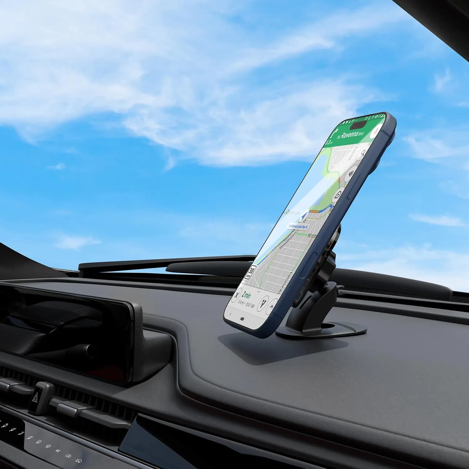 Porodo Car Dashboard Phone Holder - Strong Hold, 360° Rotation, Black 2