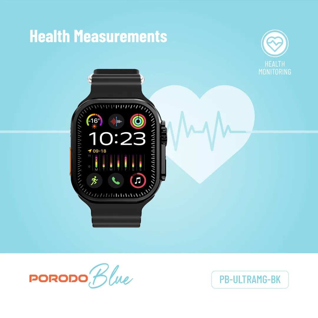 Porodo Blue Watch Ultra with Motion Gestures — Black/Black 2