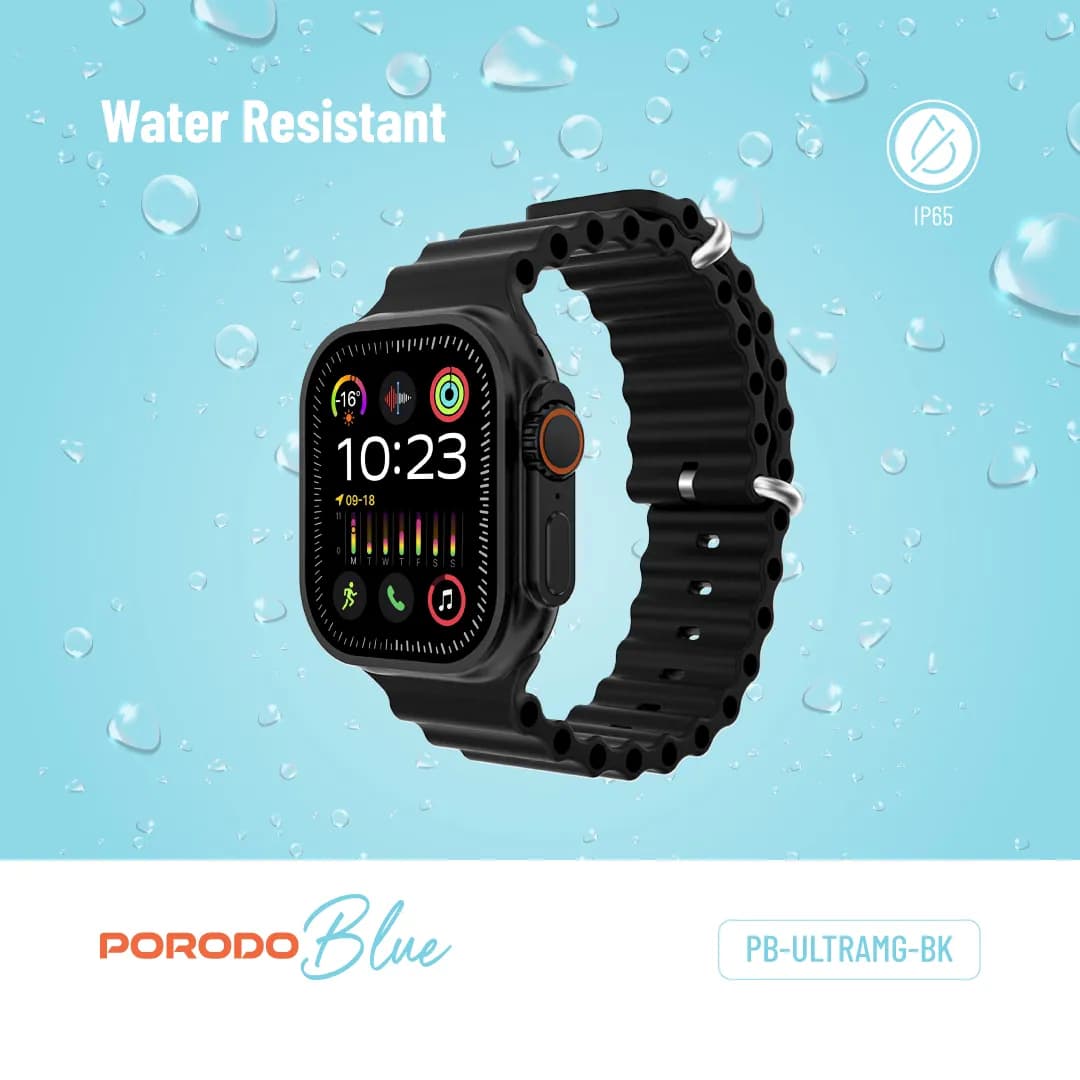 Porodo Blue Watch Ultra with Motion Gestures — Black/Black 4