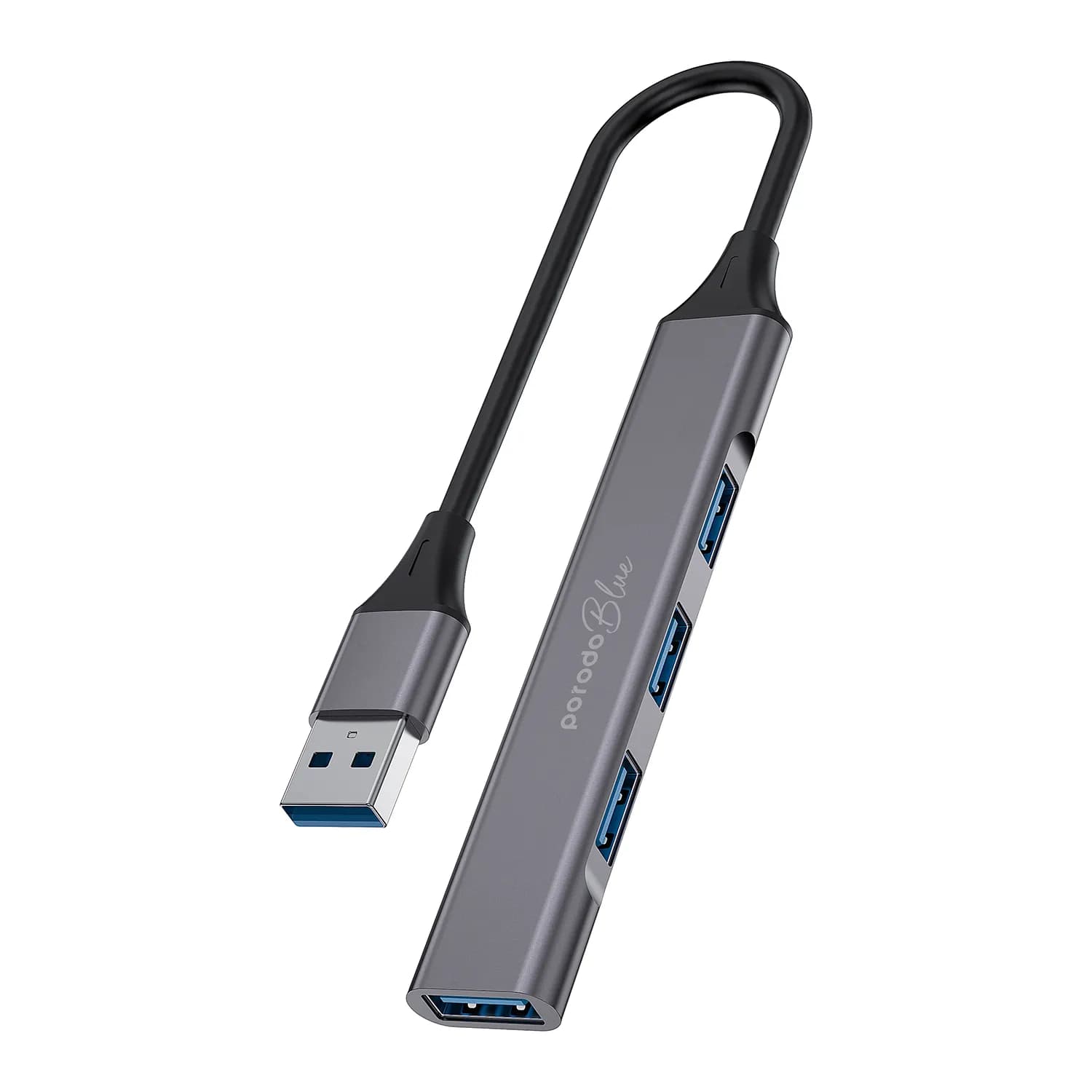 Porodo Blue 4 in1 USB-A Hub to 1 x USB-A 3.0 5Gbps and 3 x USB- A 2.0 2