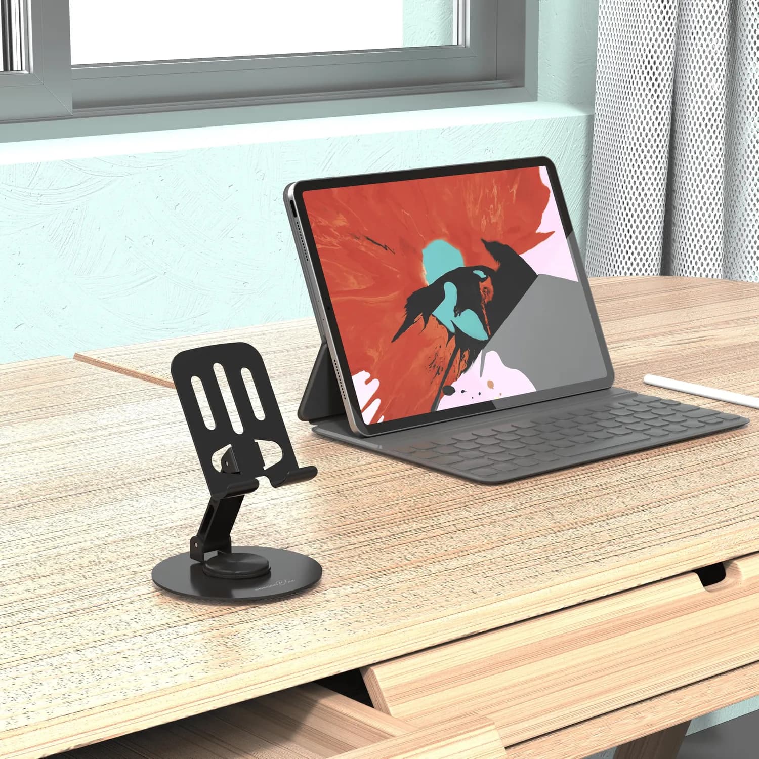 Porodo Desktop Phone Holder - 360° Rotating, Blue 4