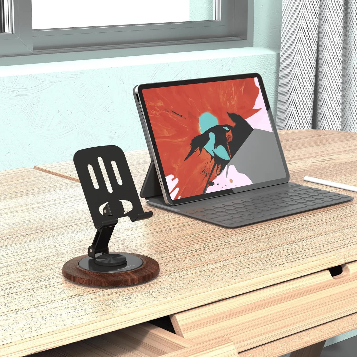 Porodo Phone Holder - 360° Rotating, Foldable, Blue 3