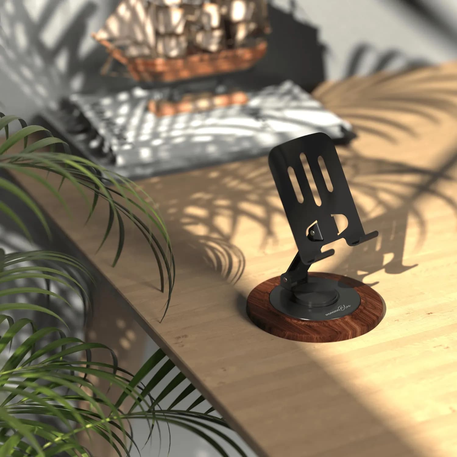 Porodo Phone Holder - 360° Rotating, Foldable, Blue 4