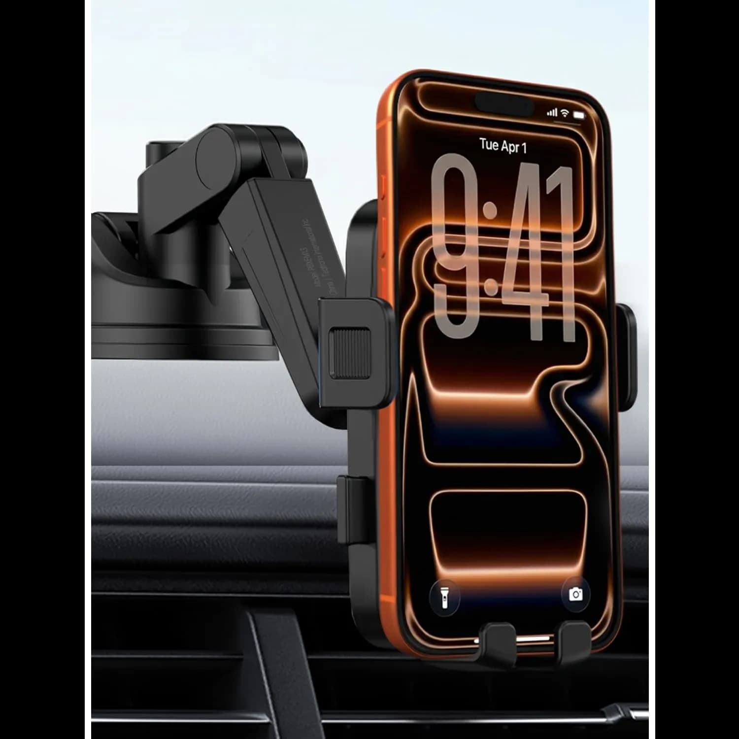 Porodo Car Phone Holder - Foldable, Strong Suction, Black 3