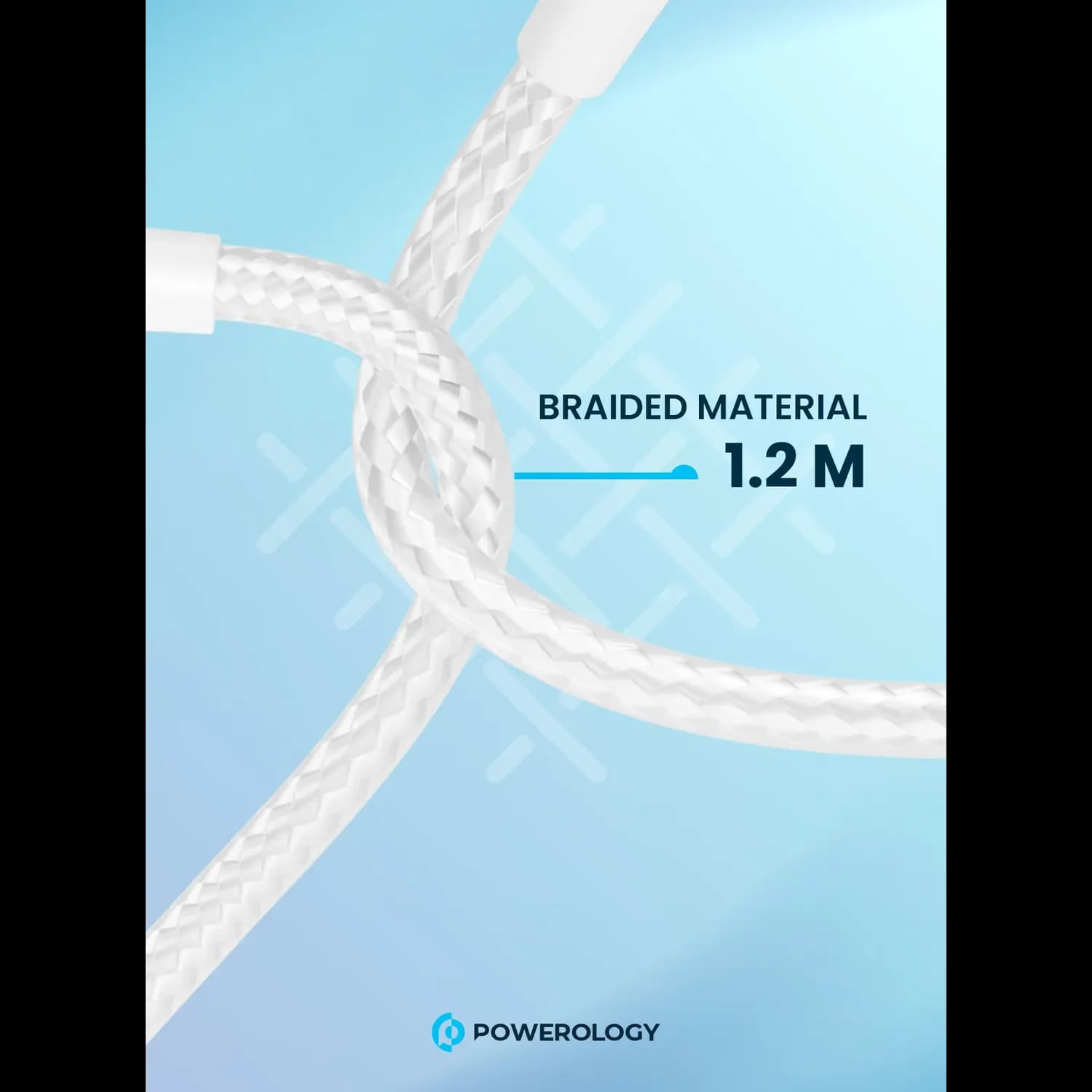 Powerology Braided USB-C to USB-C + Lightning Cable - 60W PD, White — Black 3