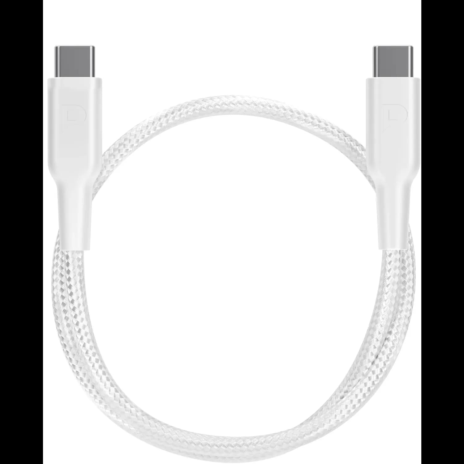 Powerology USB-C Cable - 60W PD, Braided, White — Black 2