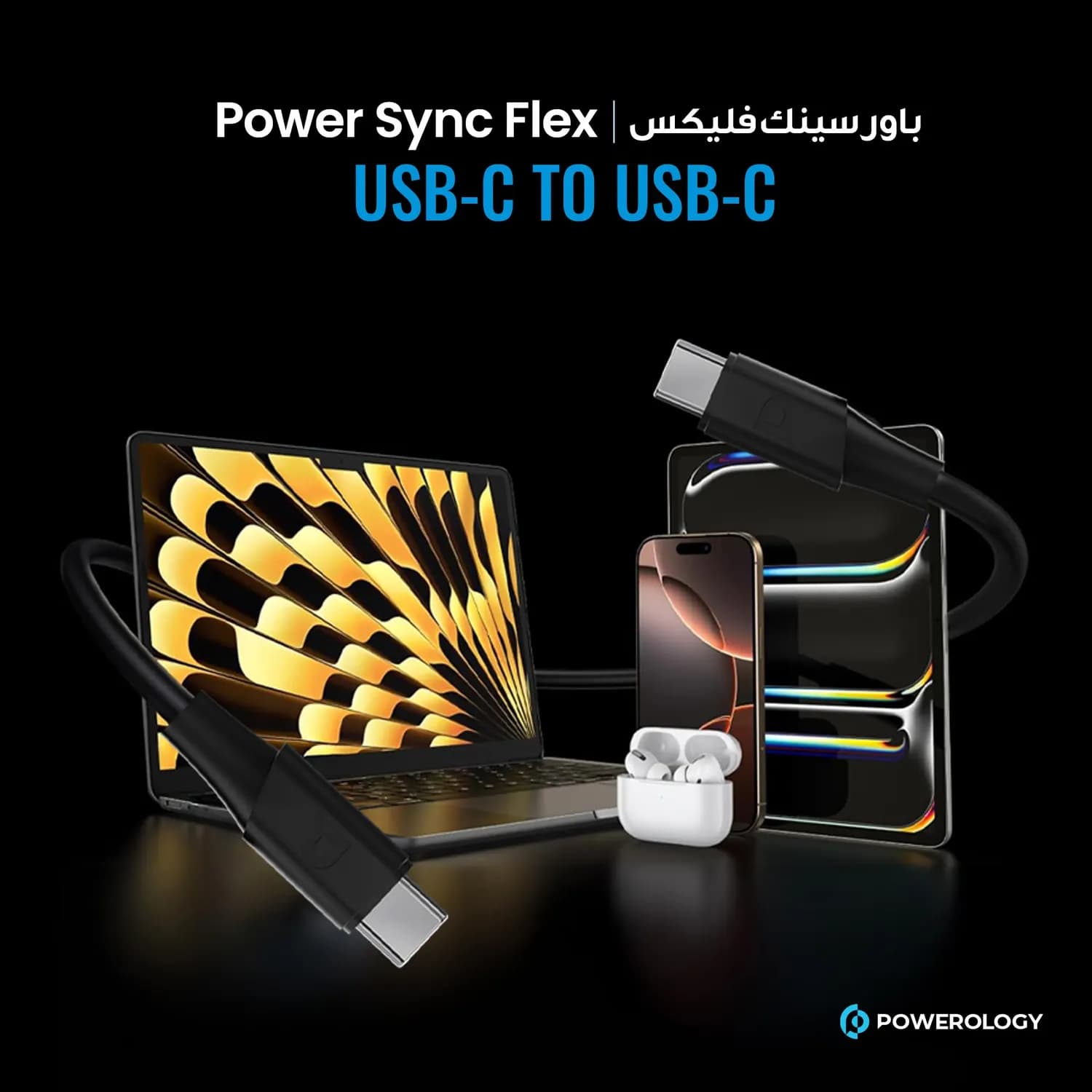 Powerology USB-C Cable - 100W PD, 2M, Black 2