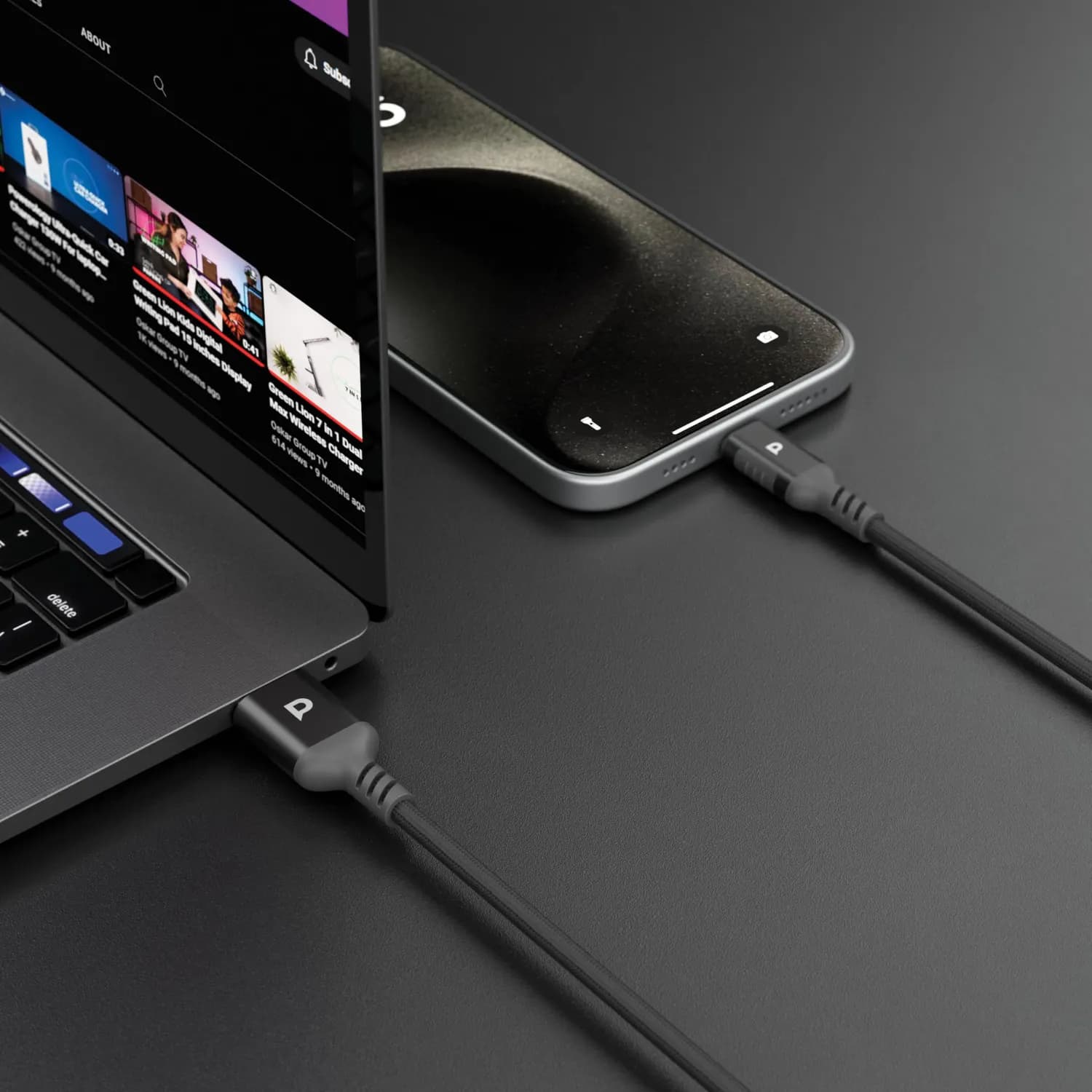 Powerology USB-A to USB-C Cable - 20W PD, 1.2M, Dark Gray 2