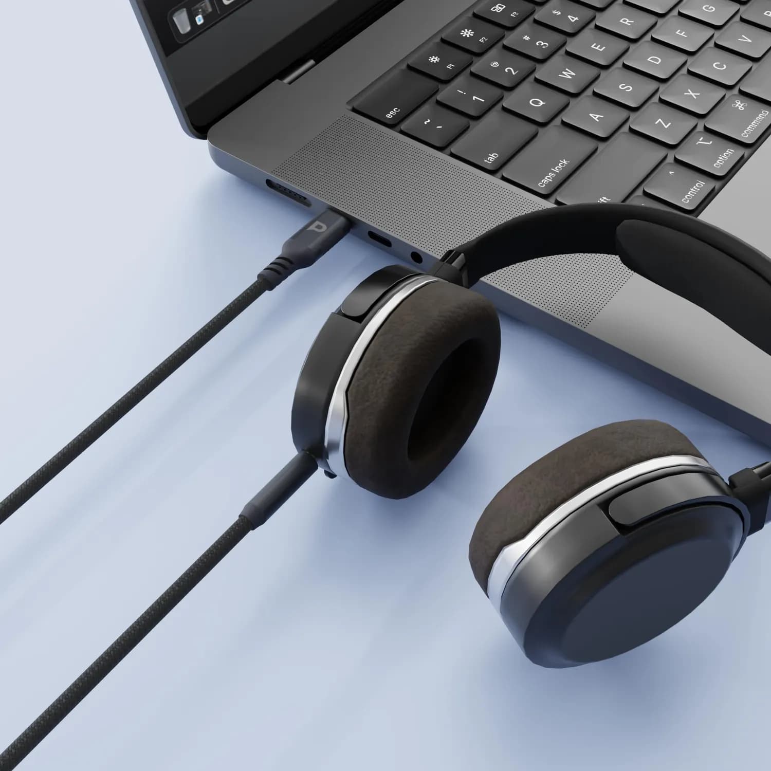 Powerology Audio Cable - USB-C to 3.5mm AUX, Dark Gray 3
