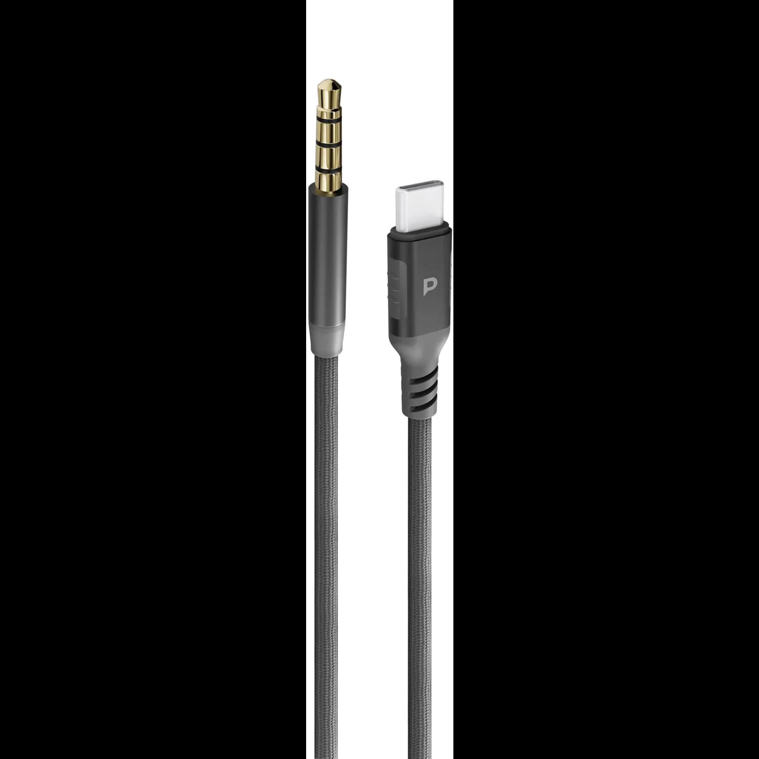Powerology Audio Cable - USB-C to 3.5mm AUX, Dark Gray 1 Powerology Audio Cable - USB-C to 3.5mm AUX, Dark Gray 1