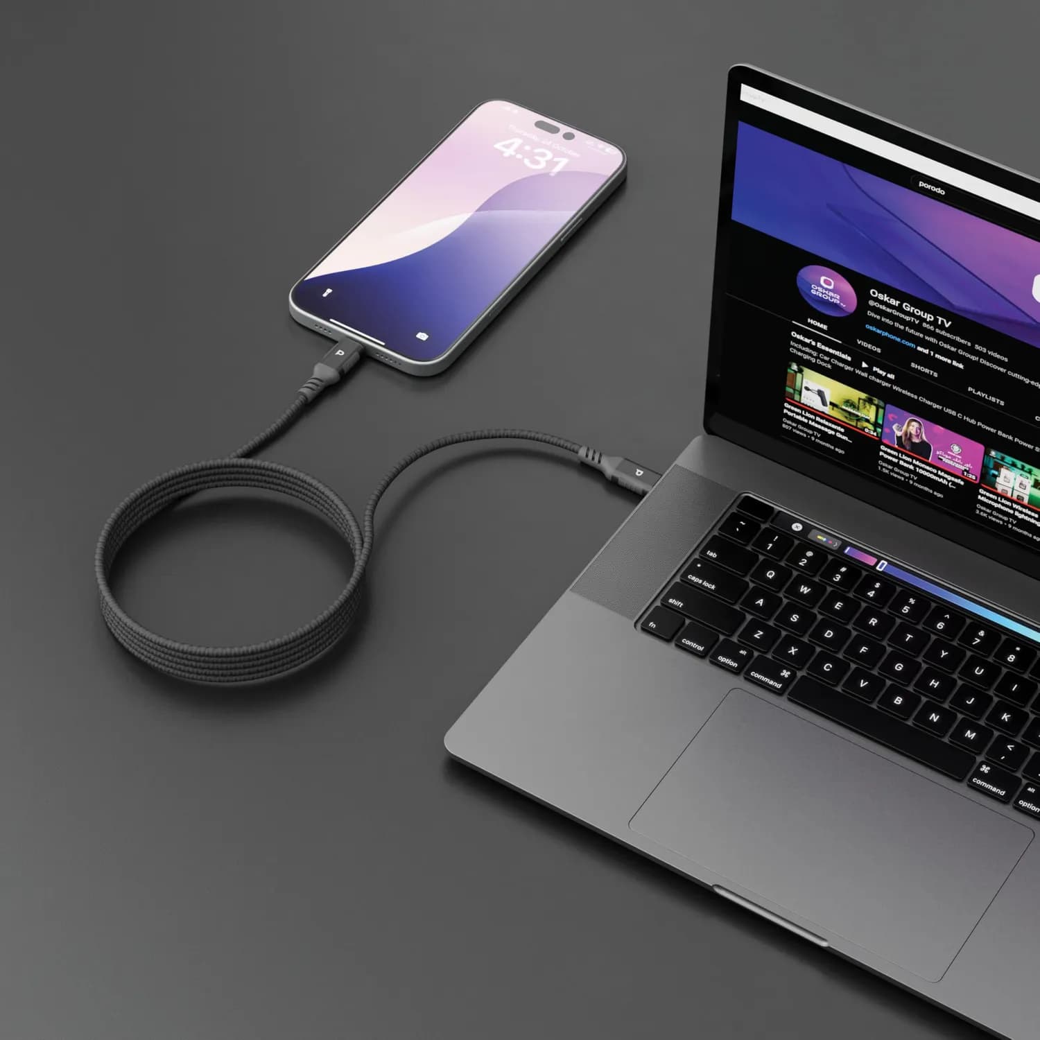 Powerology USB-C Cable - Magnetic, 60W PD, Dark Grey 2