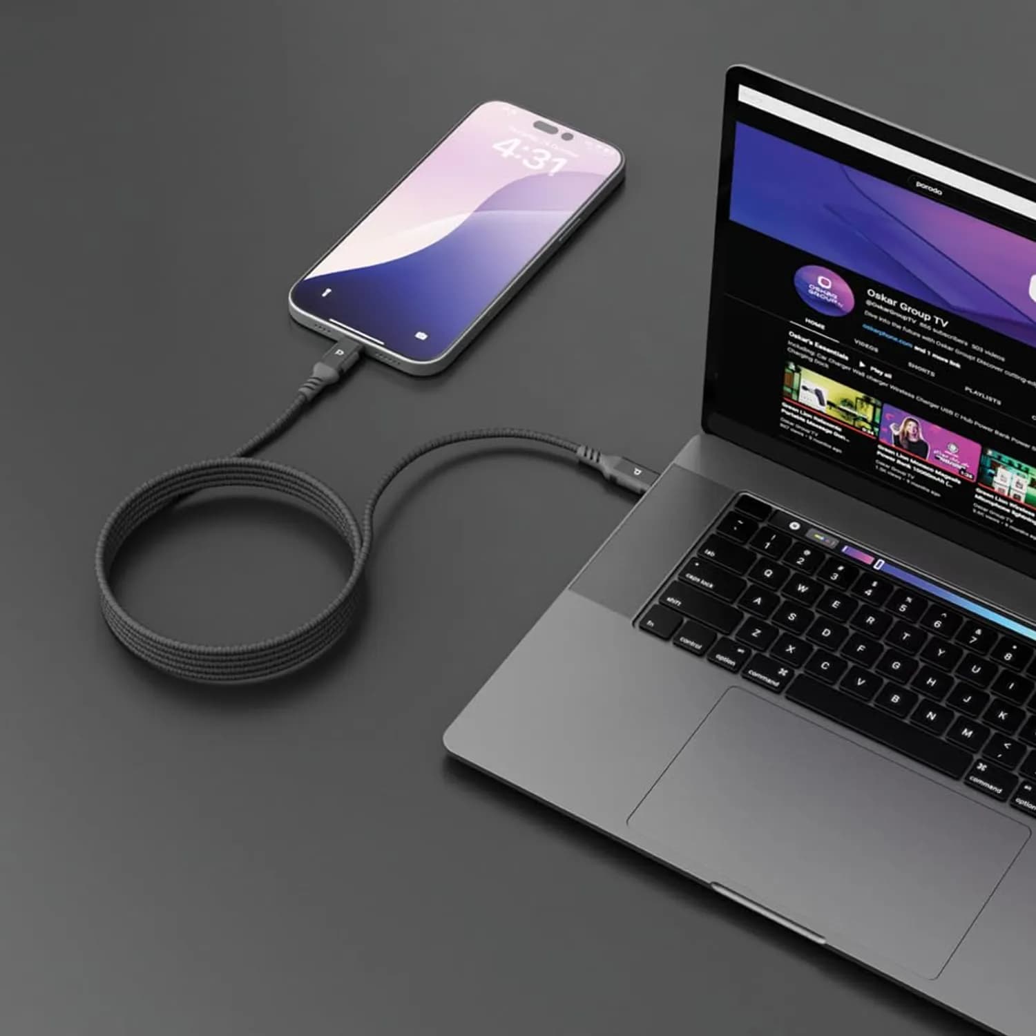Powerology Magnetic USB-C to Lightning Cable - 30W PD, Dark Grey 2