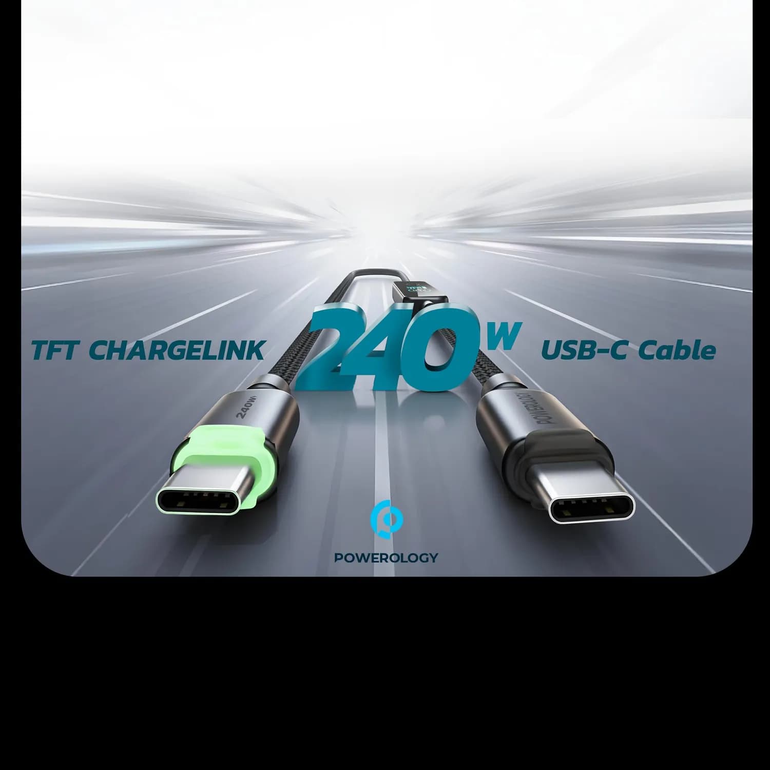 Powerology USB-C Cable - 240W Fast Charging, Nylon Braided 5