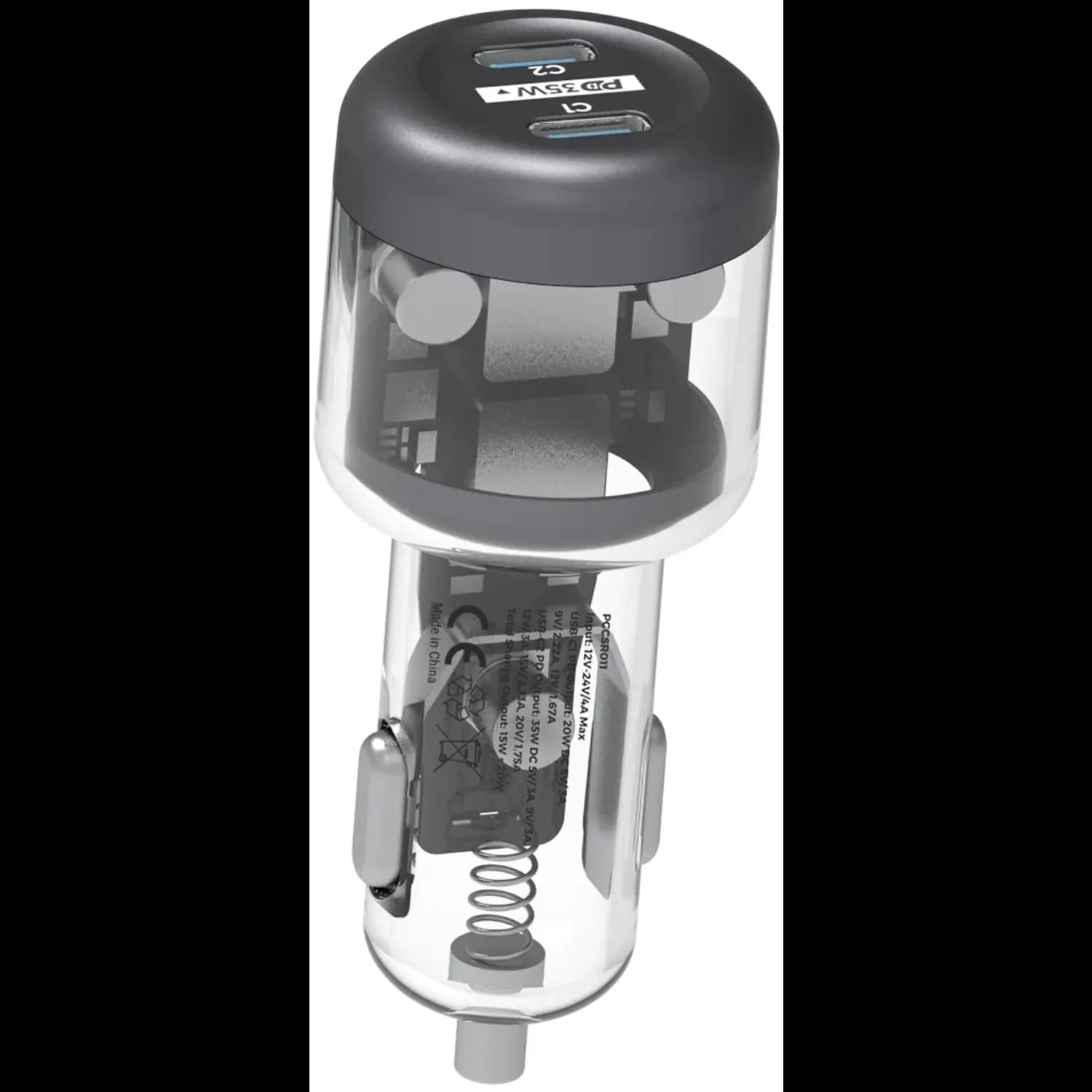 Powerology Car Charger Crystalline Series - 35W Dual PD, Transparent 1 Powerology Car Charger Crystalline Series - 35W Dual PD, Transparent 1