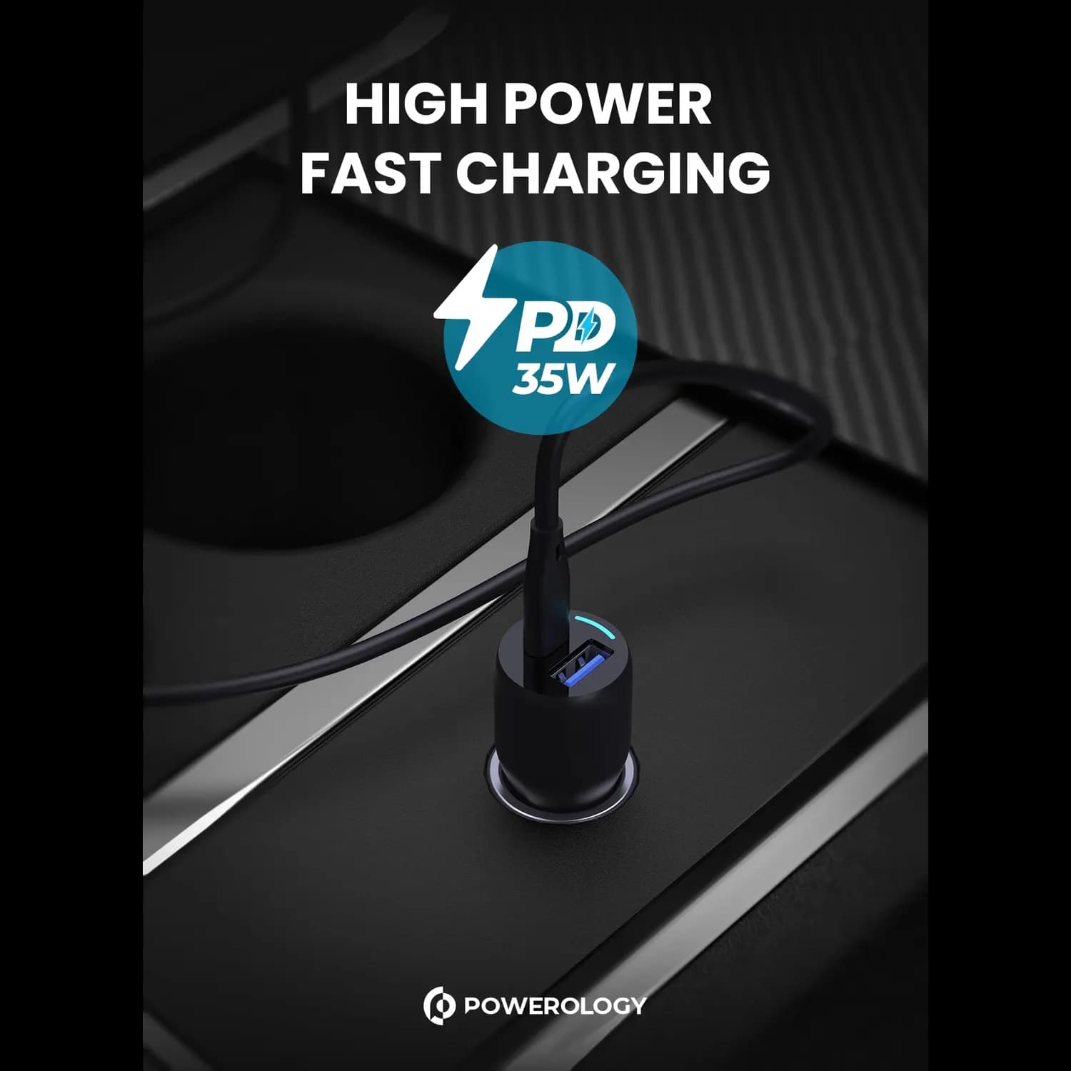 Powerology Dual Port Charger - 35W PD/QC3.0, Black 4