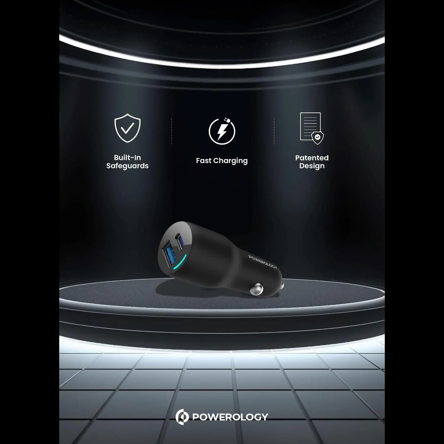Powerology Dual Port Charger - 35W PD/QC3.0, Black 5