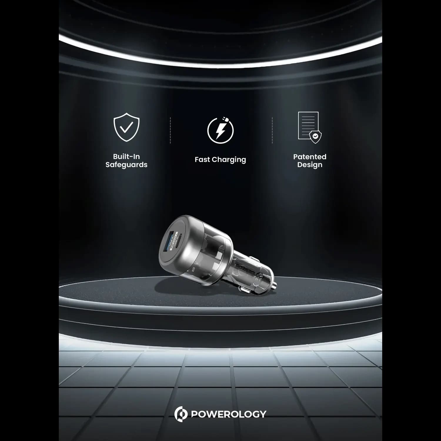 Powerology Car Charger Crystalline Series - Dual Output, Transparent 5