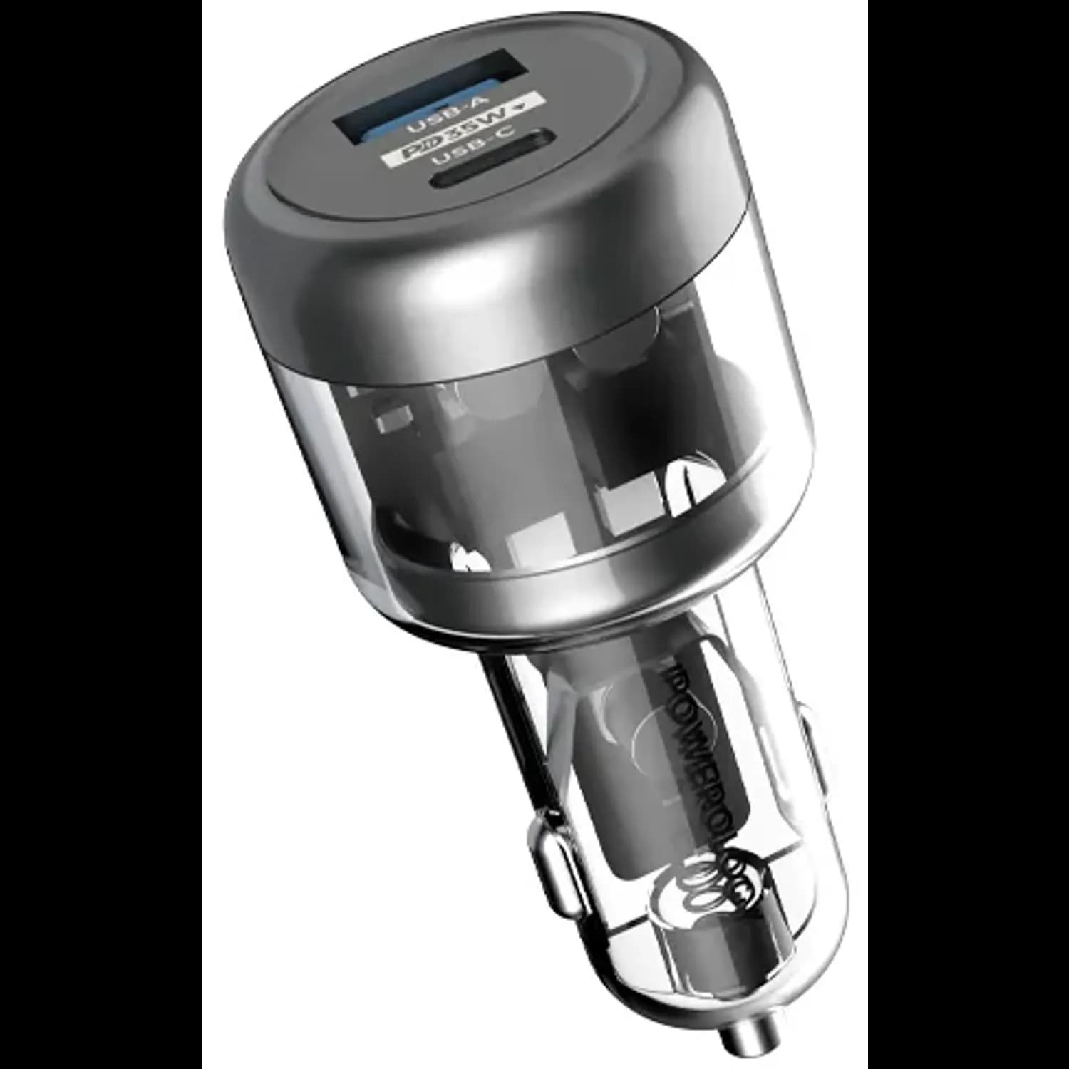 Powerology Car Charger Crystalline Series - Dual Output, Transparent 1 Powerology Car Charger Crystalline Series - Dual Output, Transparent 1