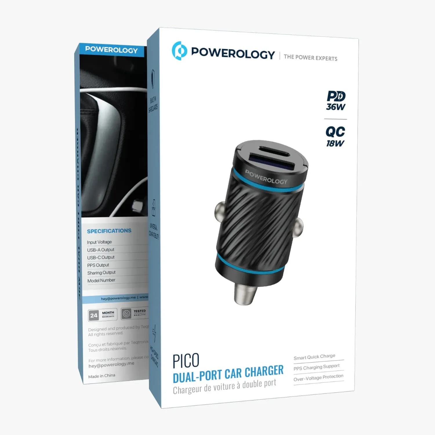 Powerology Car Charger - Dual-Port, Black 5