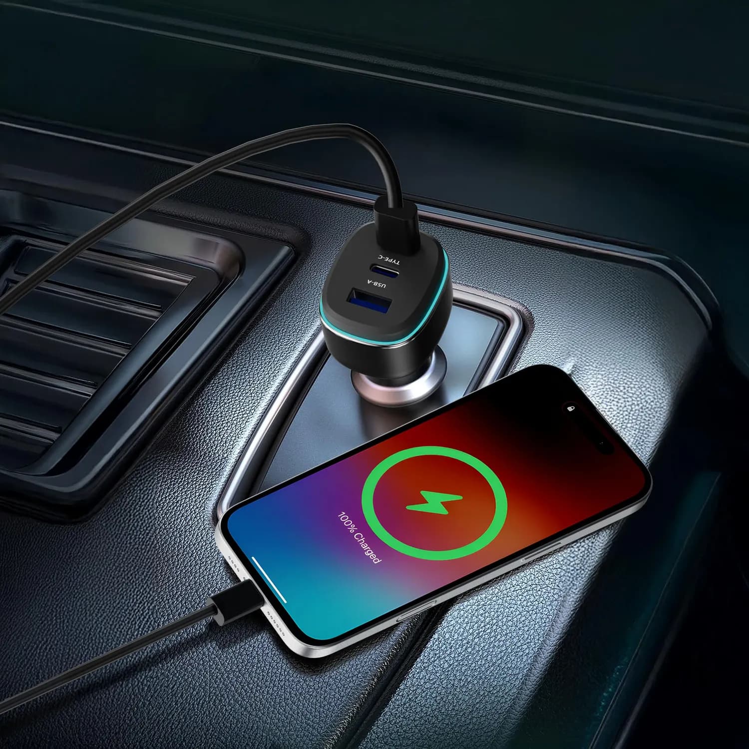 Powerology Car Charger - 140W Triple-Port, Zinc Alloy 2