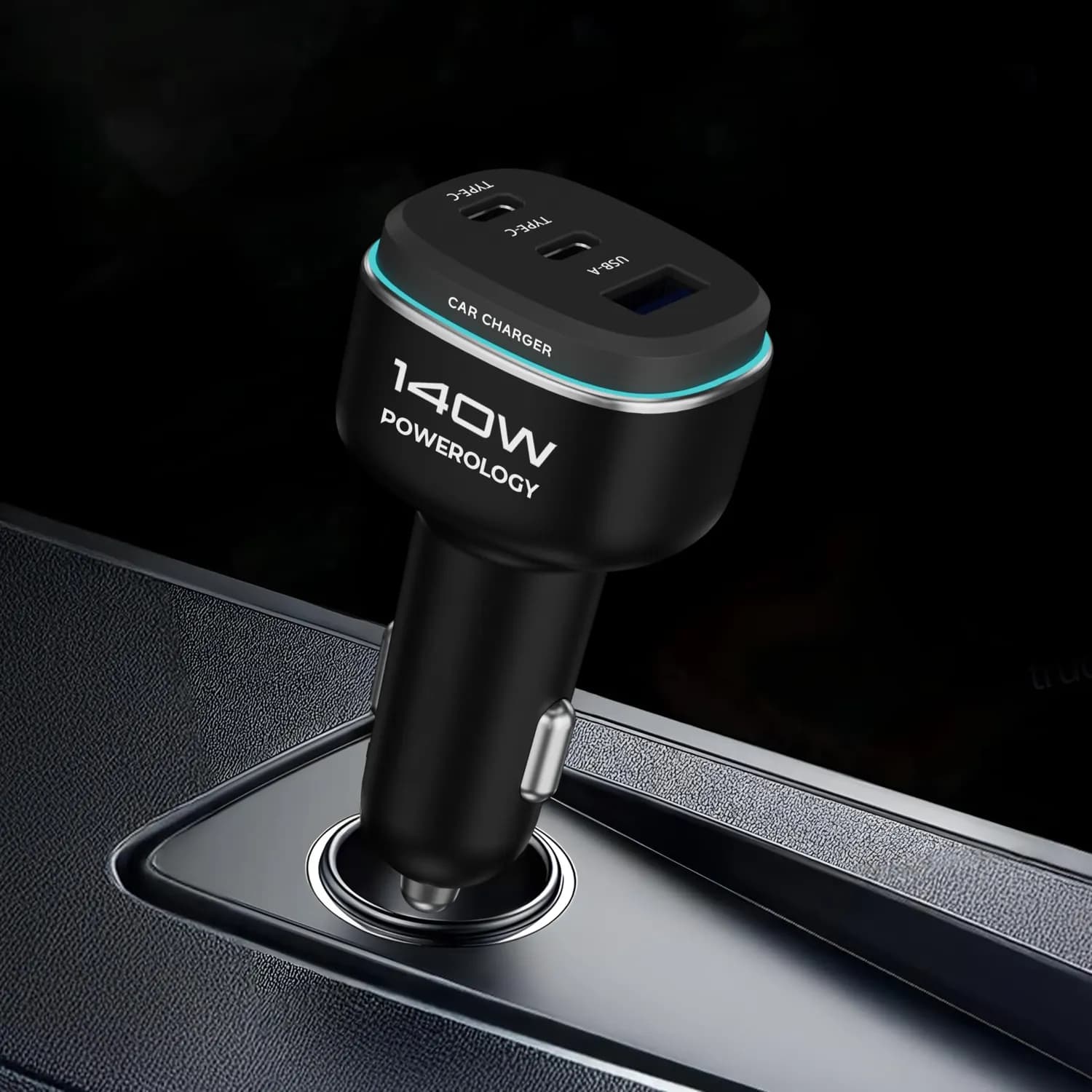 Powerology Car Charger - 140W Triple-Port, Zinc Alloy 3