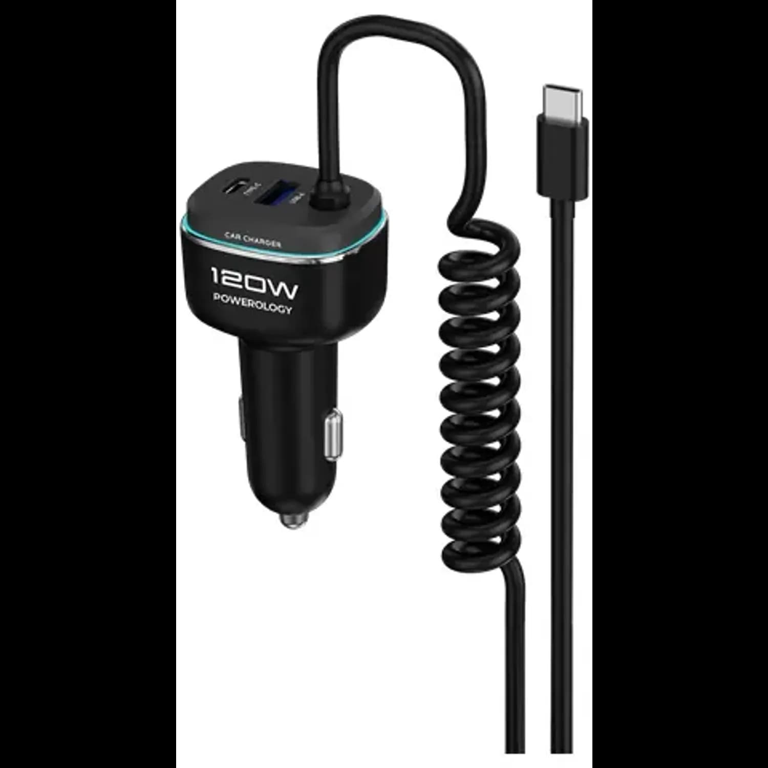 Powerology Car Charger - 120W Fast Charging, Black/Grey 1 Powerology Car Charger - 120W Fast Charging, Black/Grey 1
