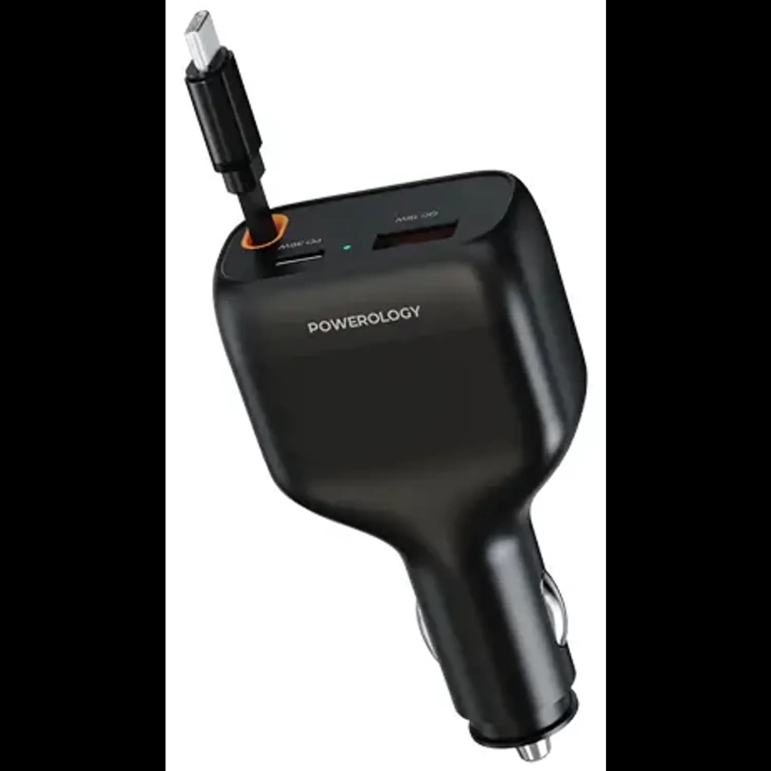 Powerology Car Charger Cyber - 81W USB-C Retractable, Black 1 Powerology Car Charger Cyber - 81W USB-C Retractable, Black 1