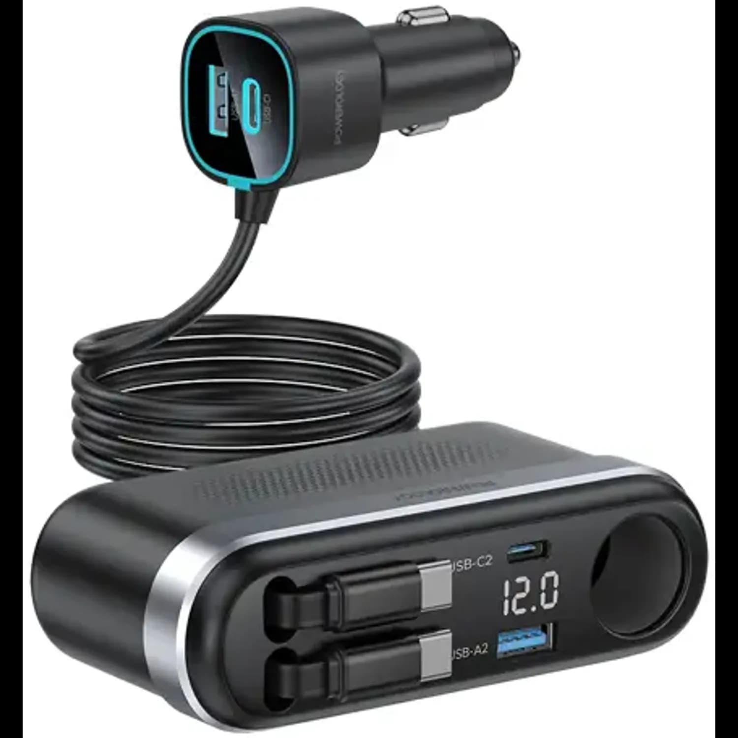 Powerology Car Charger Currnex - 60W Multi-Port, Black 1 Powerology Car Charger Currnex - 60W Multi-Port, Black 1