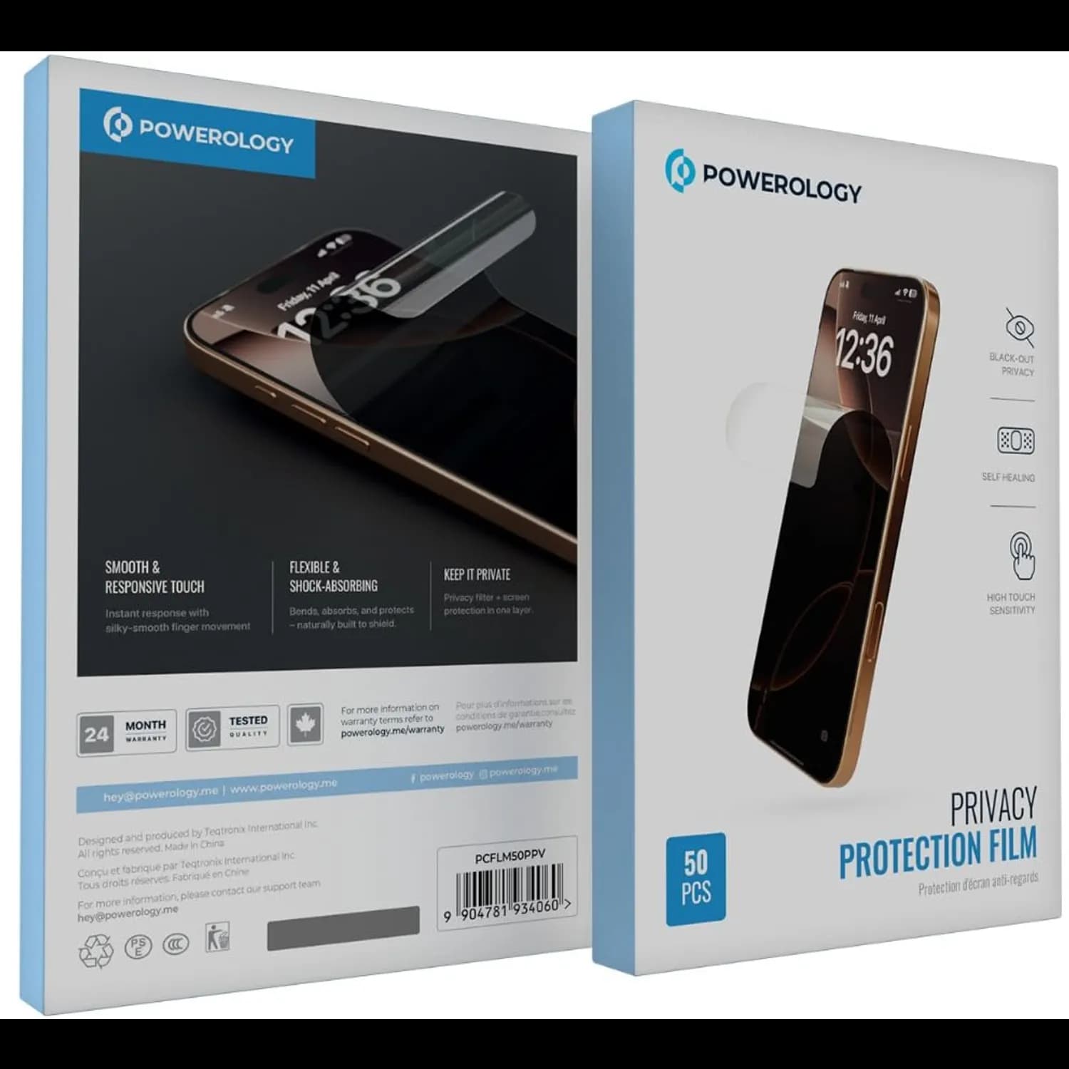 Powerology Screen Protector - 50 Pack, Privacy, Ultra-Clear 3